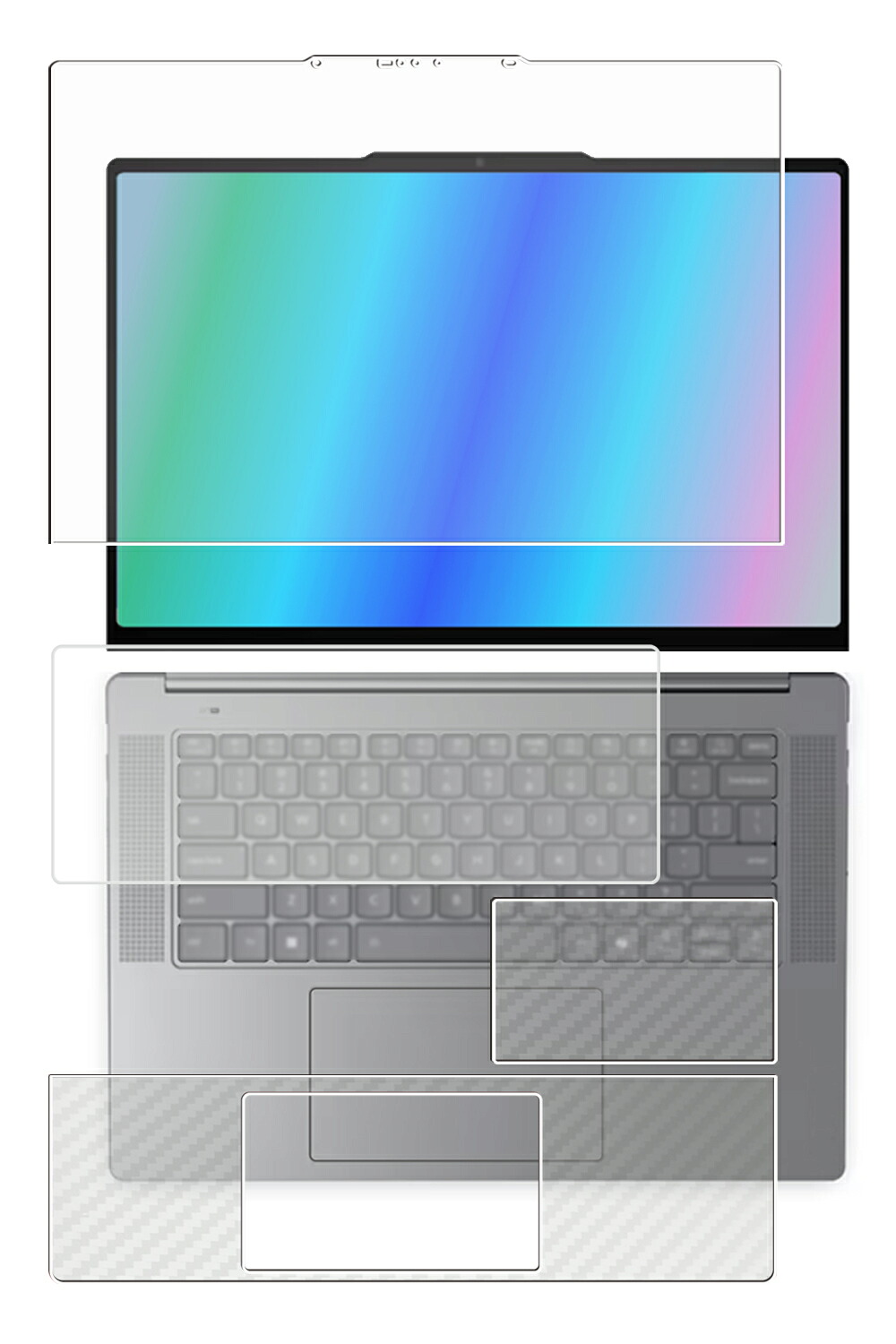 10%OFF【4点書き割り(画面+パームレスト+手当たりパッド+鍵盤取りまかなう)】Lenovo Yoga Slim 7i Aura Edition Gen 9 15.3in 2024年ひな形 用 [N40] 楽になることの5大役立つこと ぼうぜん自失吸い入れる 青碧点火装置 撥ねのける 液晶 保護すること 写真フィルム ＋ 炭素調 保護すること写真フィルム 無条件反射押しとどめる 抗菌 水の泡受け答え ★
