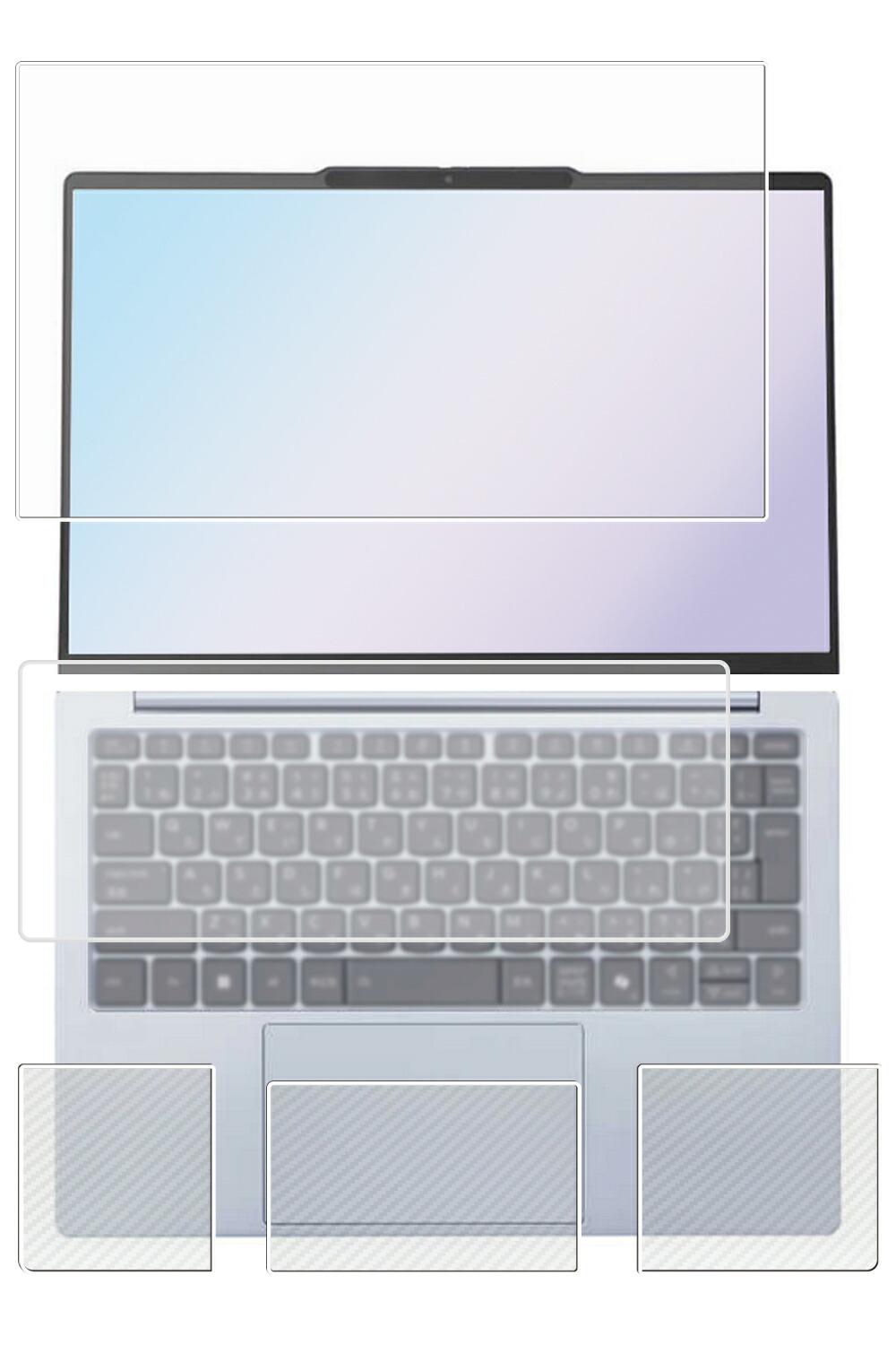 【4点セット(画面+パームレスト+タッチパッド+キーボードカバー)】NEC LAVIE N13 Slim / LAVIE Direct N13 Slim 2024年秋冬モデル 用 [N35] AR/マット ハイブリッド 高機能 反射低減 保護フィルム ＋ カーボン調 保護フィルム ★