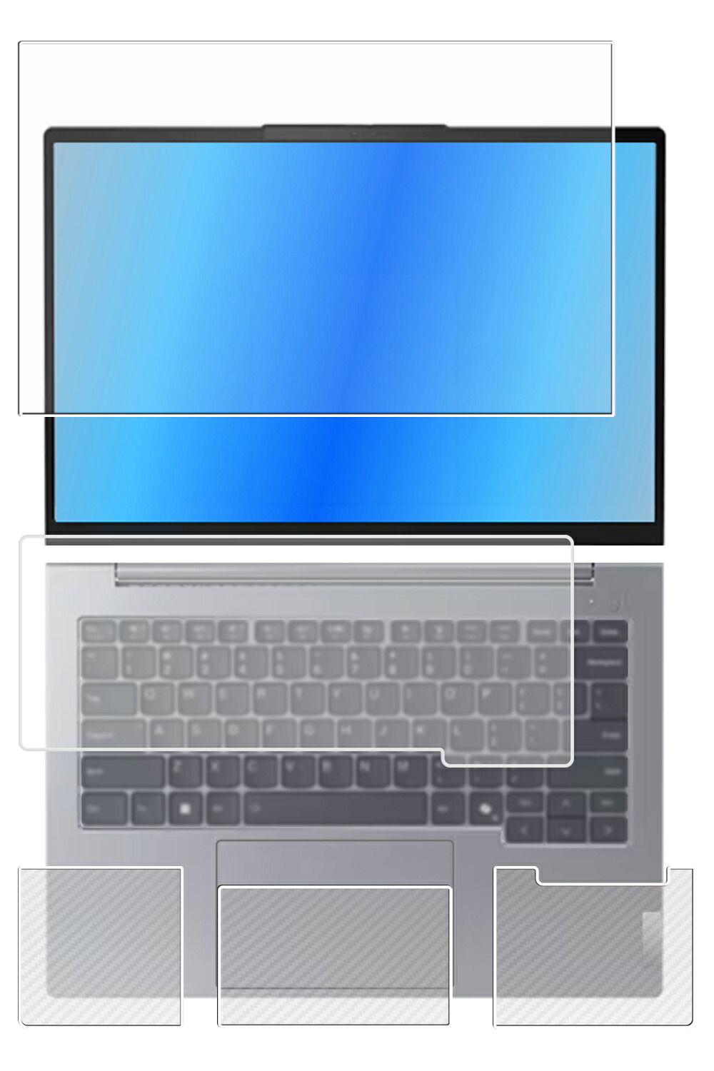 【4点セット(画面+パームレスト+タッチパッド+キーボードカバー)】NEC LAVIE NEXTREME / LAVIE Direct NEXTREME 2024年秋冬モデル 用 [N35] 安心の5大機能 衝撃吸収 ブルーライト カット 液晶 保護 フィルム ＋ カーボン調 保護フィルム 反射防止 抗菌 気泡レス ★