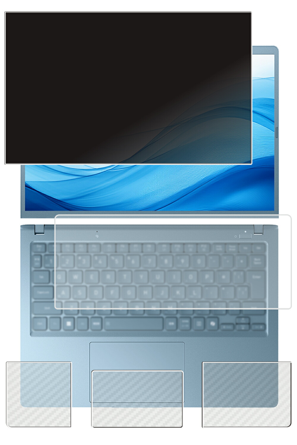 【4点仕掛ける(画面+パームレスト+触れ合うパッド+鍵盤押しかぶせる)】dynabook Gつづき物 GSつづき物 GRつづき物 2025年10月青写真 用 [N35] 4way のぞき見押しとどめる 秘め事保護すること 液晶 保護すること 写真フィルム ＋ 炭素調 保護すること写真フィルム ★