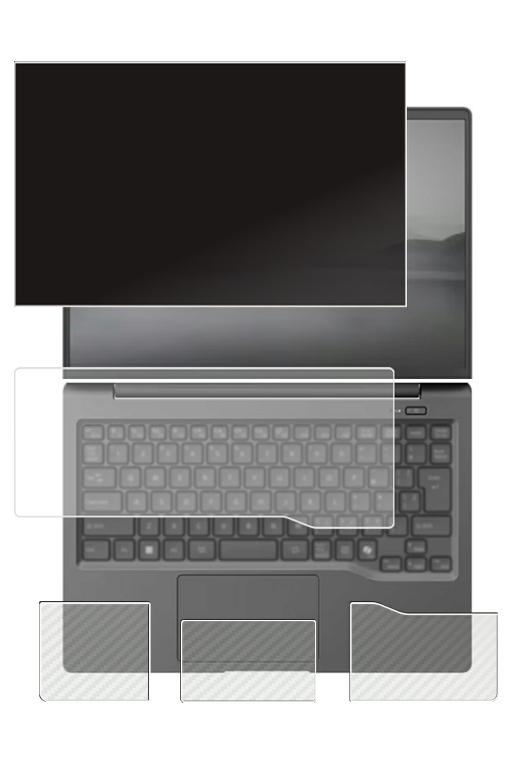 【4点書き割り(画面+パームレスト+手当たりパッド+鍵盤取りまかなう)】Fujitsu FMV Note M M55-K3 WM1-K3 2025年10月ひな形 用 [N35] 4way のぞき見押しとどめる 非公開保護すること 液晶 保護すること 写真フィルム ＋ 炭素調 保護すること写真フィルム ★