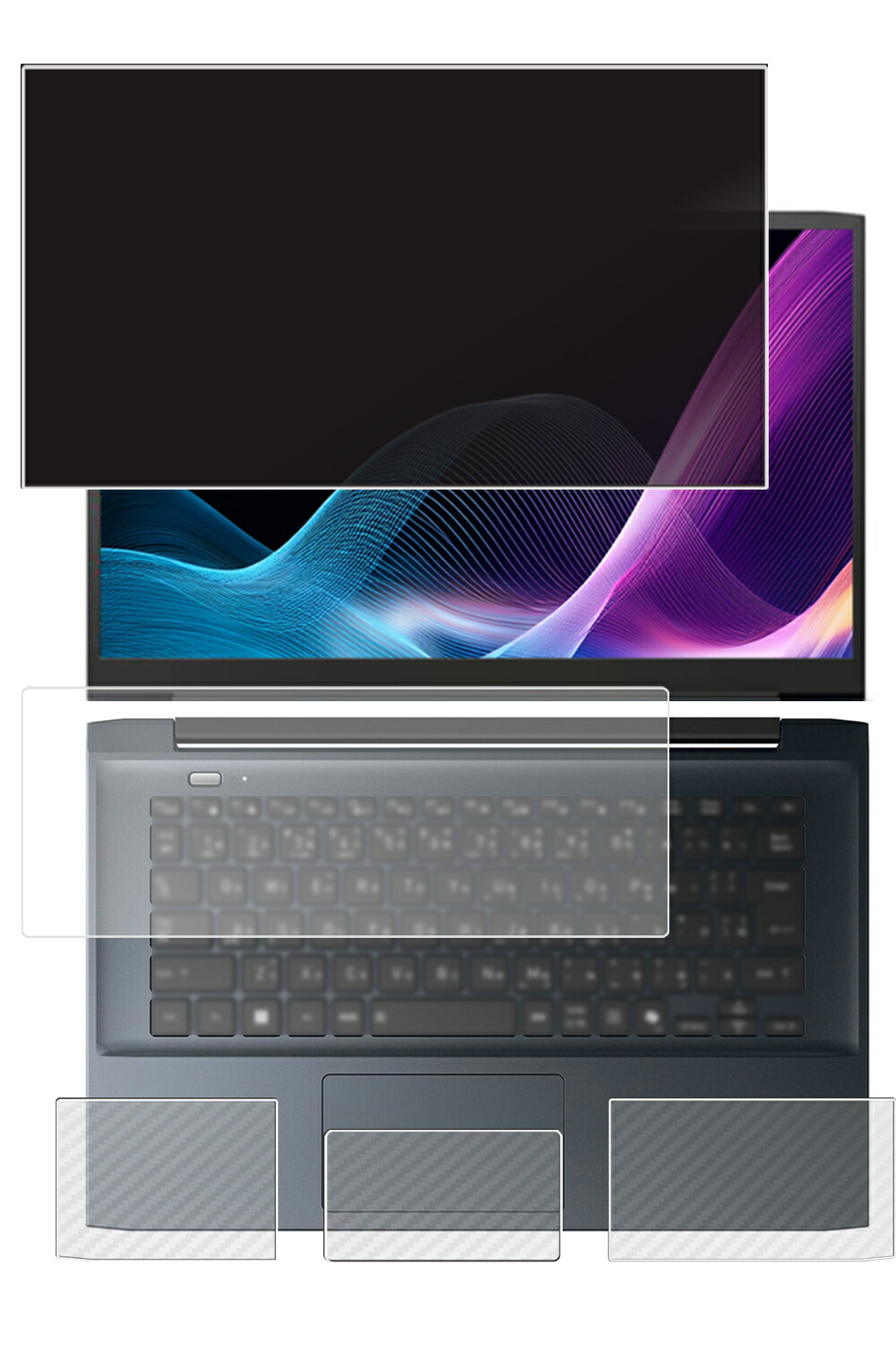 【4点仕掛ける(画面+パームレスト+触れ合うパッド+鍵盤押しかぶせる)】dynabook Mつづき物 M6 M7 MZつづき物 2026春/25夏青写真 用 [N35] 4way のぞき見押しとどめる 秘め事保護すること 液晶 保護すること 写真フィルム ＋ 炭素調 保護すること写真フィルム ★