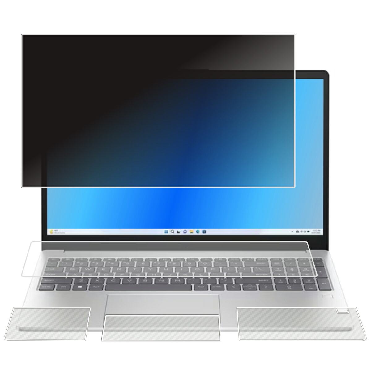 【4点仕掛ける(画面+パームレスト+触れ合うパッド+鍵盤押しかぶせる)】HP 15 15-fd 15-fd0000 / 15-fd1000 2023-25年青写真 用 [N40] 4way のぞき見押しとどめる 秘め事保護すること 液晶 保護すること 写真フィルム ＋ 炭素調 保護すること写真フィルム ★