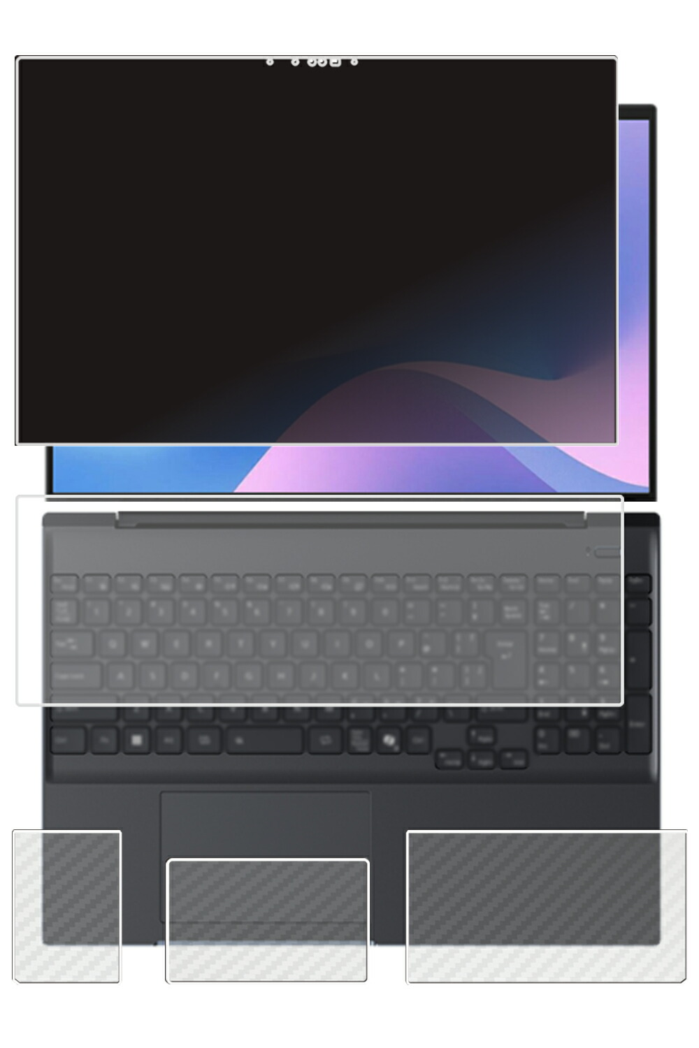 【4点仕掛ける(画面+パームレスト+触れ合うパッド+鍵盤押しかぶせる)】Fujitsu FMV Note A A79-L1 WA4-L1 2026年青写真 用 [N40] 4way のぞき見押しとどめる 秘め事保護すること 液晶 保護すること 写真フィルム ＋ 炭素調 保護すること写真フィルム ★