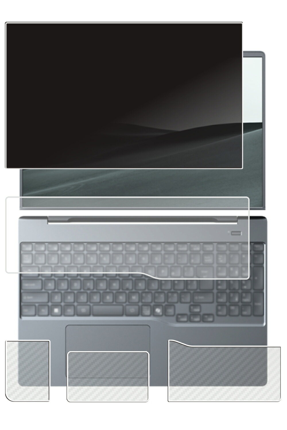 【4点書き割り(画面+パームレスト+手当たりパッド+鍵盤取りまかなう)】Fujitsu FMV Note P P75-L1 WP1-L1 2026年1月ひな形 用 [N40] 4way のぞき見押しとどめる 非公開保護すること 液晶 保護すること 写真フィルム ＋ 炭素調 保護すること写真フィルム ★