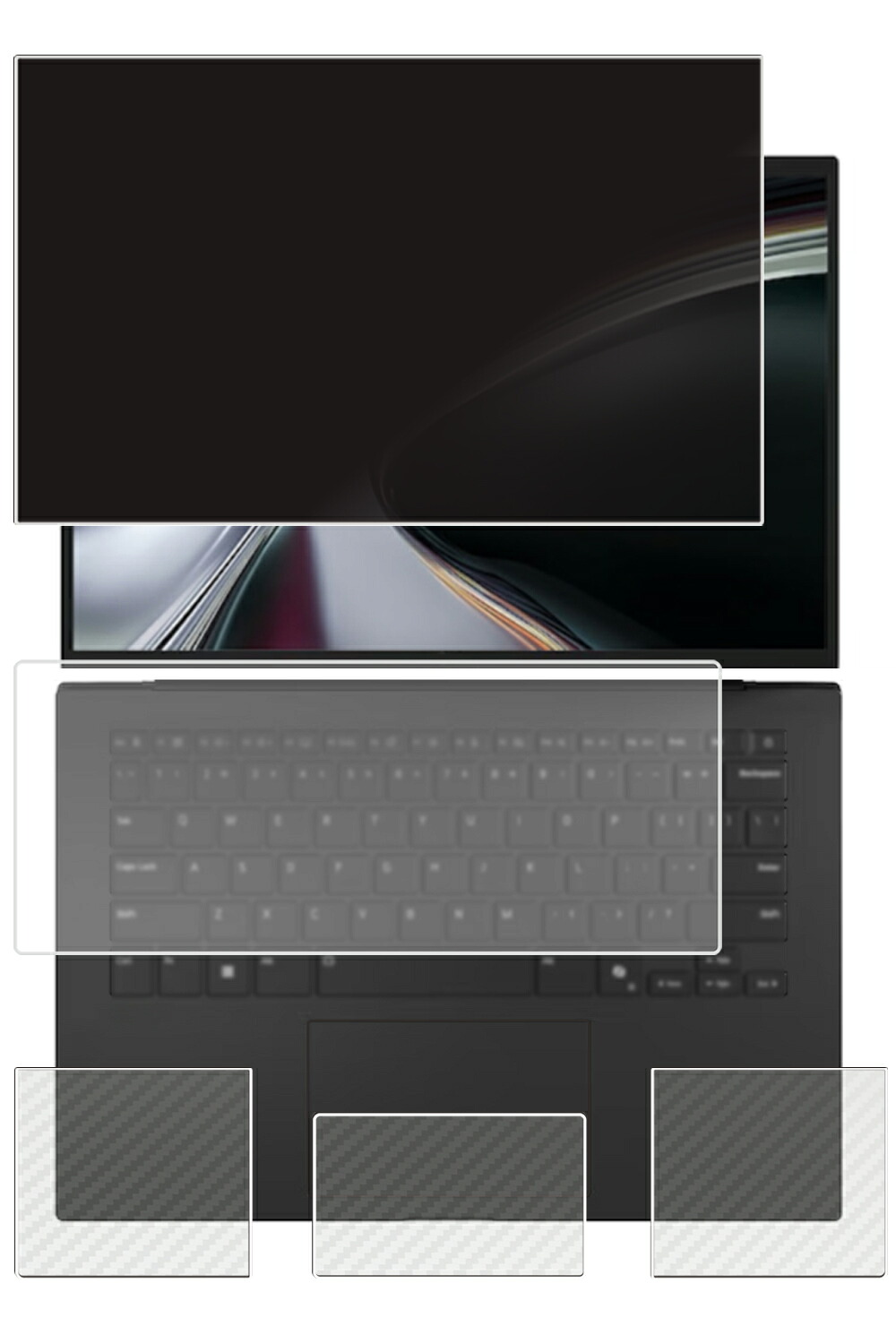 【4点仕掛ける(画面+パームレスト+触れ合うパッド+鍵盤押しかぶせる)】LG gram 14 14Z90U 2026年青写真 用 [N35] 4way のぞき見押しとどめる 秘め事保護すること 液晶 保護すること 写真フィルム ＋ 炭素調 保護すること写真フィルム ★