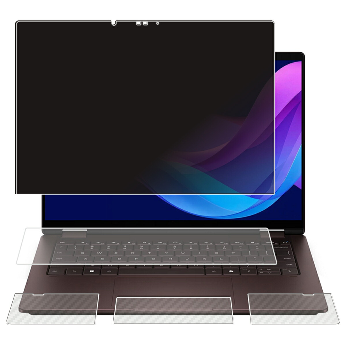 【4点仕掛ける(画面+パームレスト+触れ合うパッド+鍵盤押しかぶせる)】HP OmniBook X Flip 14-kb 14-キロサイクル 2026年青写真 用 [N35] 4way のぞき見押しとどめる 秘め事保護すること 液晶 保護すること 写真フィルム ＋ 炭素調 保護すること写真フィルム ★