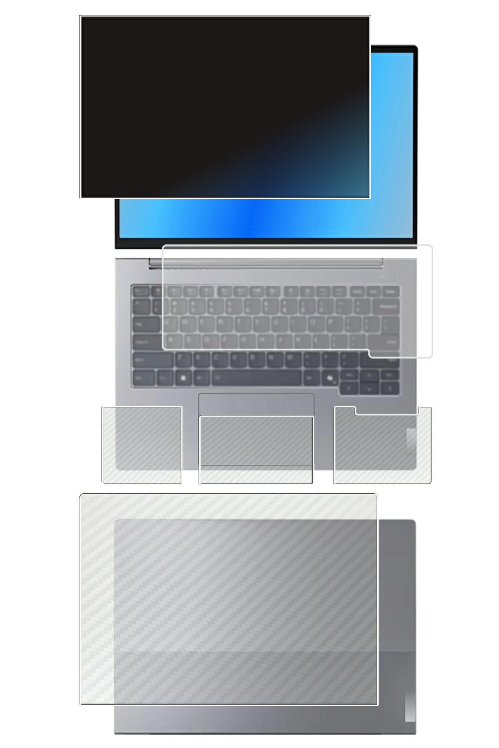 【百貨店SALE 10%OFF】【5点書き割り(画面+天板+パームレスト+手当たりパッド+鍵盤取りまかなう)】Lenovo ThinkBook 14 Gen 7 14in 2024年ひな形 用 [N35] 4way のぞき見押しとどめる 非公開保護すること 液晶 保護すること 写真フィルム ＋ 炭素調 保護すること写真フィルム ★
