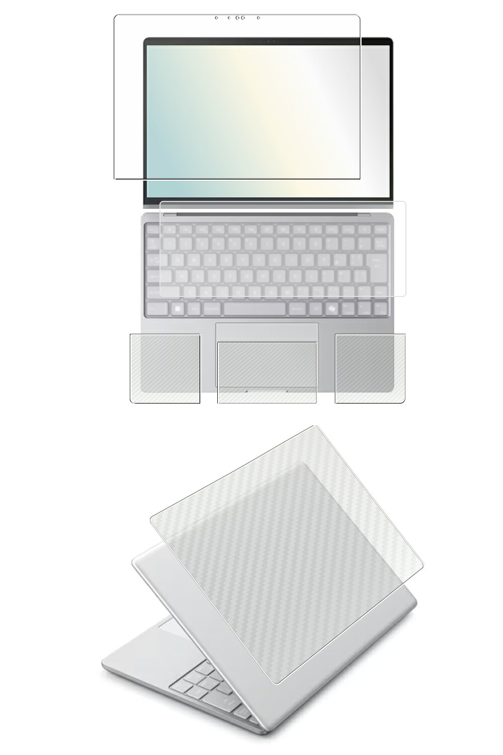 【5点セット(画面+天板+パームレスト+タッチパッド+キーボードカバー)】Fujitsu FMV Note C CZ-K1 WC1-K1 2025年1月モデル 用 [N35] 高硬度 9H ブルーライトカット クリア 液晶 保護 フィルム ＋ カーボン調 天板 保護フィルム ★
