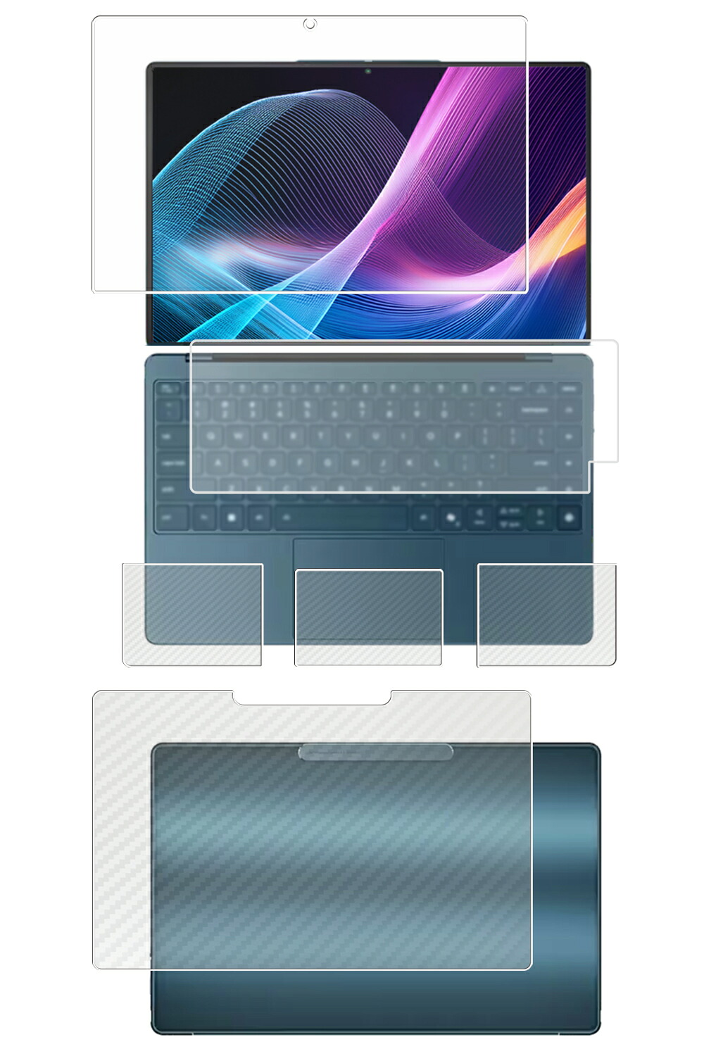 【5点セット(画面+天板+パームレスト+タッチパッド+キーボードカバー)】Lenovo Yoga Slim 9i Gen 10 14型 2025年モデル 用 [N35] 高硬度 9H ブルーライトカット クリア 液晶 保護 フィルム ＋ カーボン調 保護フィルム ★ 6,807円