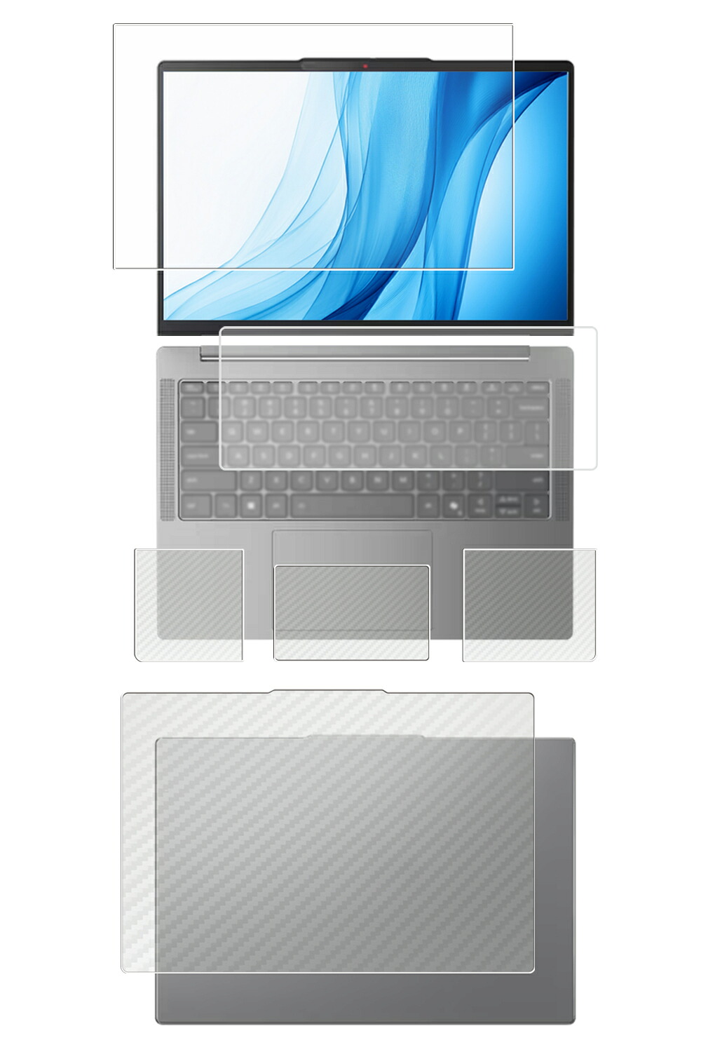 【5点セット(画面+天板+パームレスト+タッチパッド+キーボードカバー)】Lenovo IdeaPad Slim 5 Gen 10 14型 2025年モデル 用 [N35] 高硬度 9H ブルーライトカット クリア 液晶 保護 フィルム ＋ カーボン調 保護フィルム ★ 7,072円
