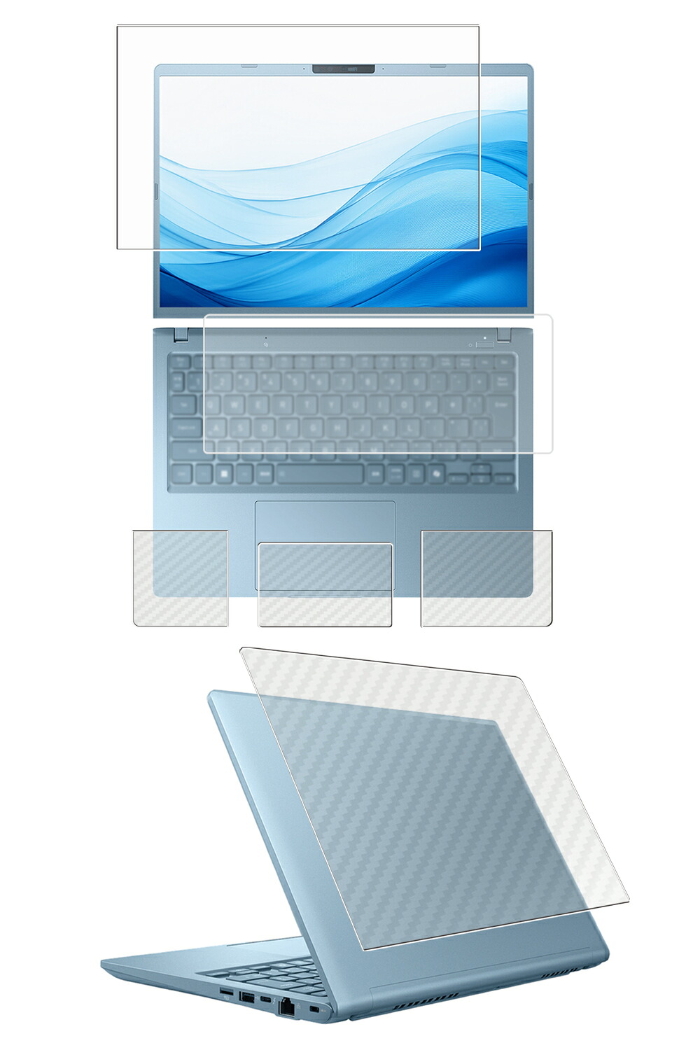 【5点セット(画面+天板+パームレスト+タッチパッド+キーボードカバー)】dynabook Gシリーズ GSシリーズ GRシリーズ 2025年10月モデル 用 [N35] 安心の5大機能 衝撃吸収 ブルーライト カット 液晶 保護 フィルム ＋ カーボン調 保護フィルム 反射防止 抗菌 気泡レス ★