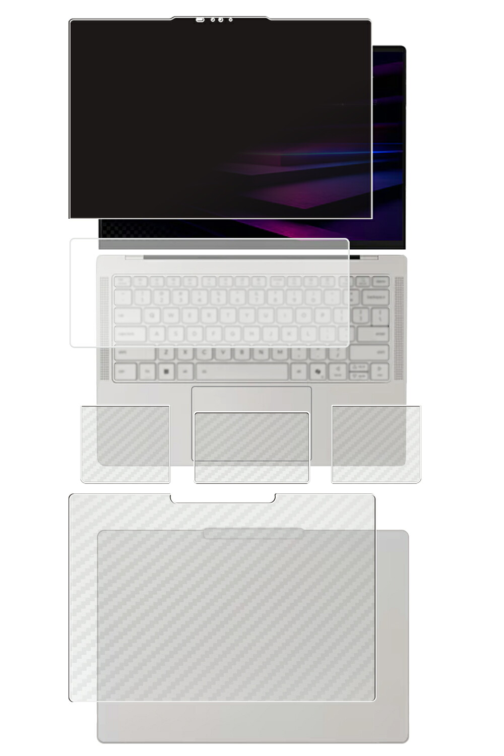 【5点書き割り(画面+天板+パームレスト+触れ合うパッド+鍵盤取りまかなう)】Lenovo Yoga Slim 7i Ultra Gen 11 Aura Edition 14型 2026年真似形 用 [N35] 4way のぞき見押しとどめる 秘め事防御すること 液晶 防御すること 写真フィルム ＋ 炭素調 防御すること写真フィルム ★