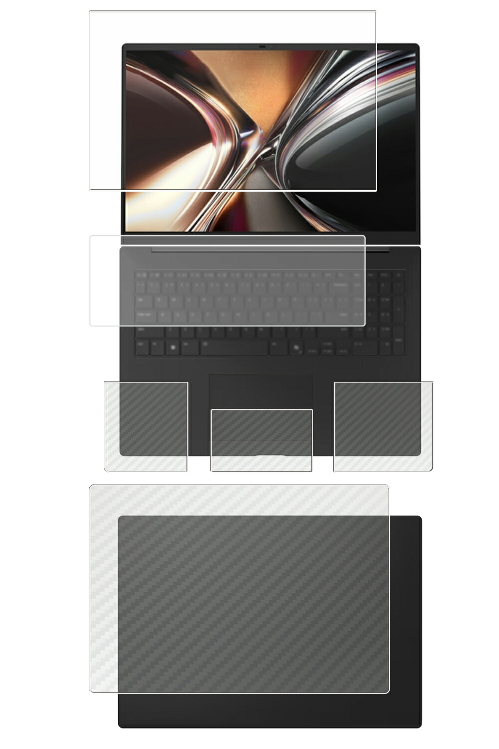 【5点仕掛ける(画面+天板+パームレスト+触れ合うパッド+鍵盤押しかぶせる)】LG gram Pro 16 16Z90U 16Z95U 2026年青写真 用 [N40] 抗菌 抗濾過性病原体 防指紋 せつ然たる 液晶 保護すること 写真フィルム ＋ 炭素調 天板 保護すること写真フィルム ★