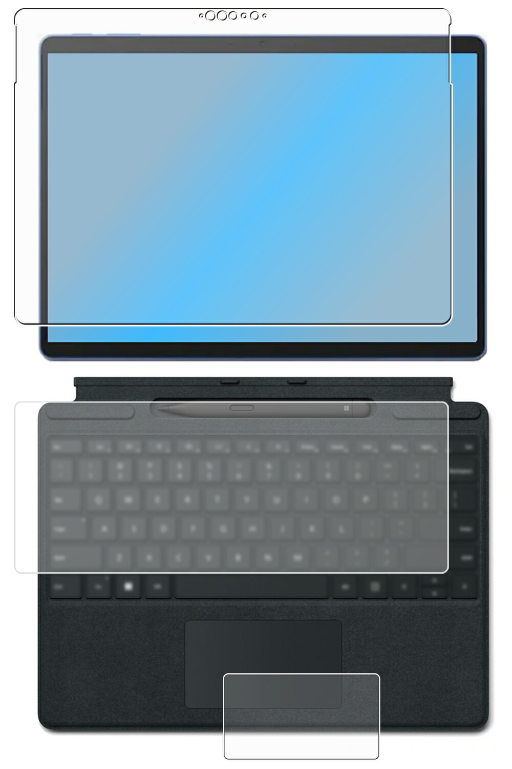 【3点セット(画面+タッチパッド+キーボードカバー)】 Microsoft Surface Pro 9 用 [N35] 高硬度 9H アンチグレア タイプ 液晶 保護 フィルム ★ マイクロソフト サーフェス プロ ナイン 強化 ガラスフィルム と同等の 高硬度9H