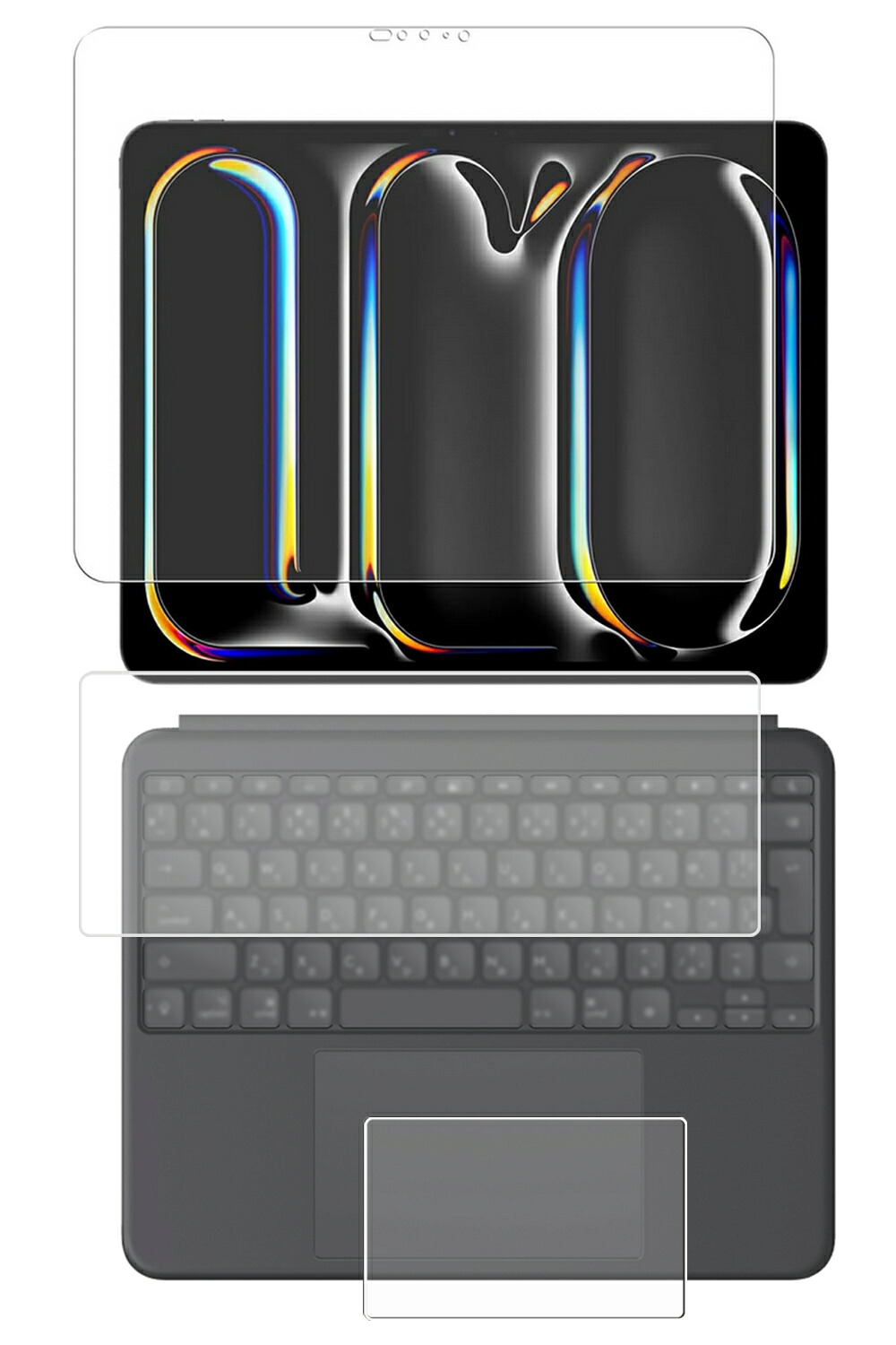 [3点セット(画面+タッチパッド+キーボードカバー)] iPad Pro 13インチ M4 (ロジクール Combo Touch iK1276GRA)モデル 用 [N35] 高硬度 9H アンチグレア タイプ 液晶 保護 フィルム ★