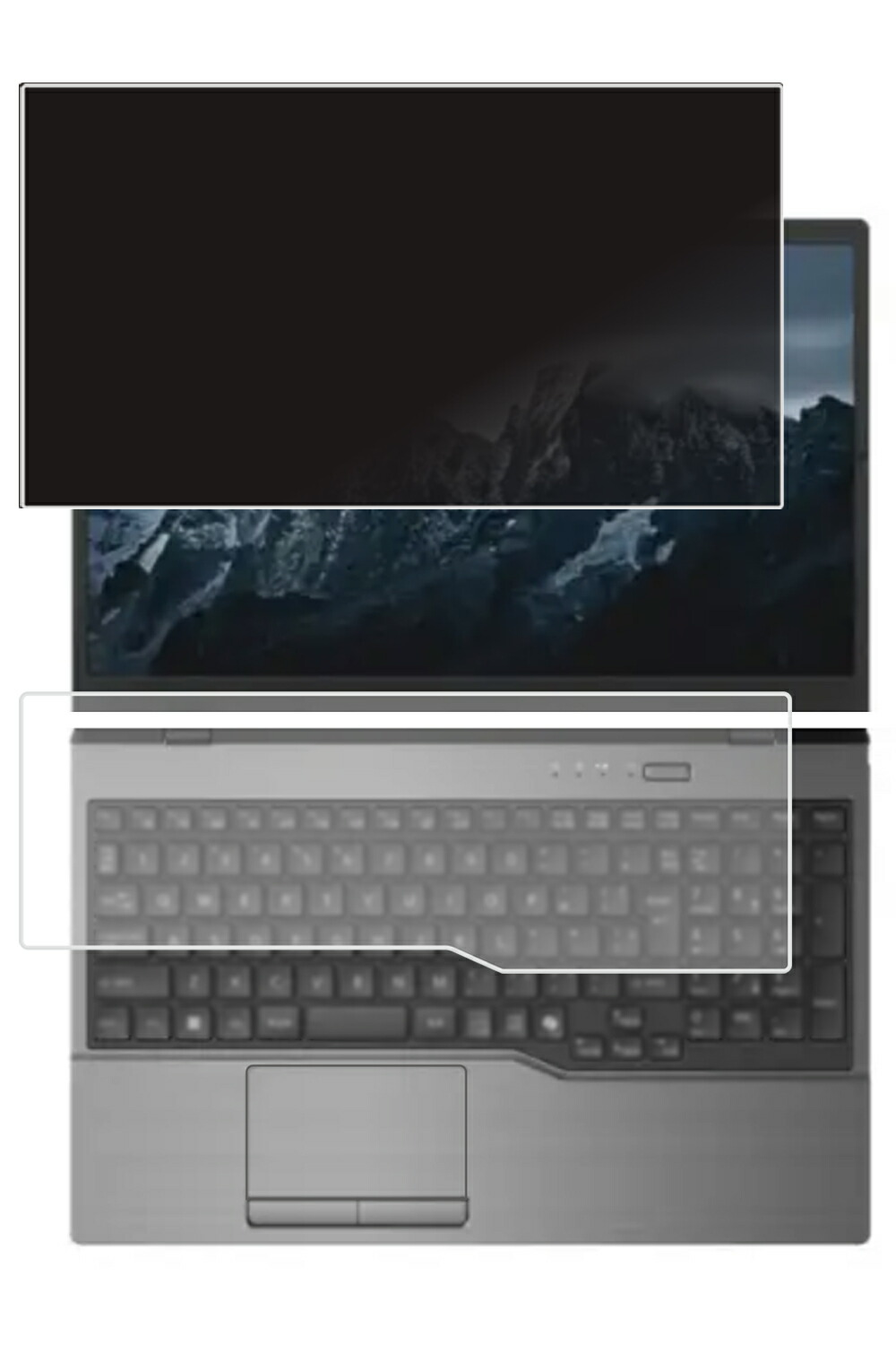 【着脱式】 [2点セット(画面+キーボードカバー)] Fujitsu FMV Note E E55-K3 2025年10月モデル 用 [N40] 用 2way プライバシー保護 フィルター 着脱タイプ ★