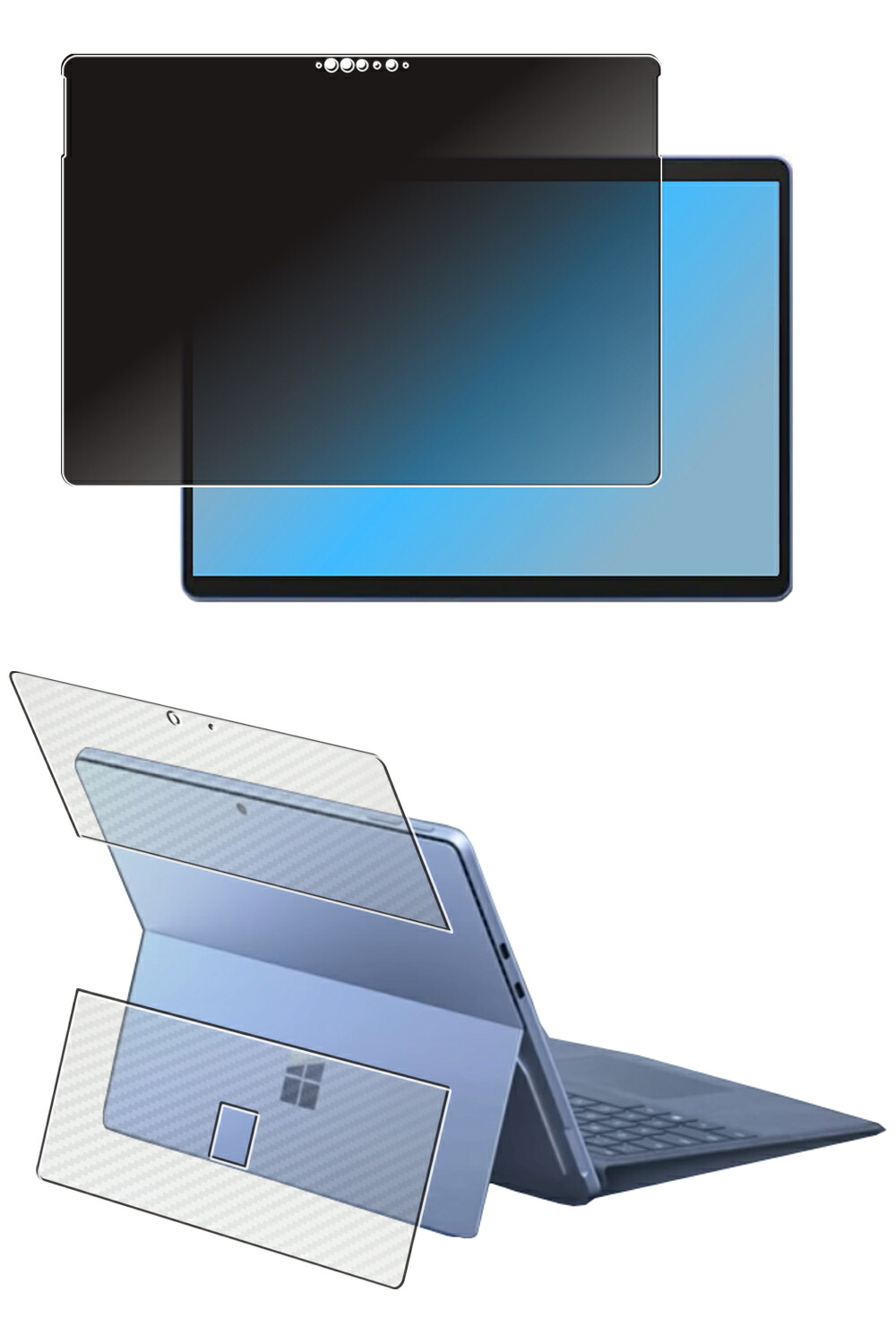 【百貨店SALE 10%OFF】【2枚組(画面+うしろ側)】Microsoft Surface Pro 9 用 [N35] 4way のぞき見押しとどめる 非公開保護すること 液晶 保護すること 写真フィルム ＋ 炭素調 うしろ側 保護すること写真フィルム ★ マイクロソフト サーフェス 労働者階級 野球クラブ