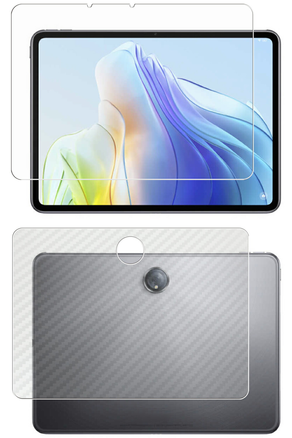 【2枚組(画面+背面)】OPPO Pad 2 用 [10] 高硬度 9H ブルーライトカット クリア 液晶 保護 フィルム ＋ カーボン調 背面 保護フィルム ★ 強化 ガラスフィルム と同等の 高硬度9H フィルム オッポ パッド ツー