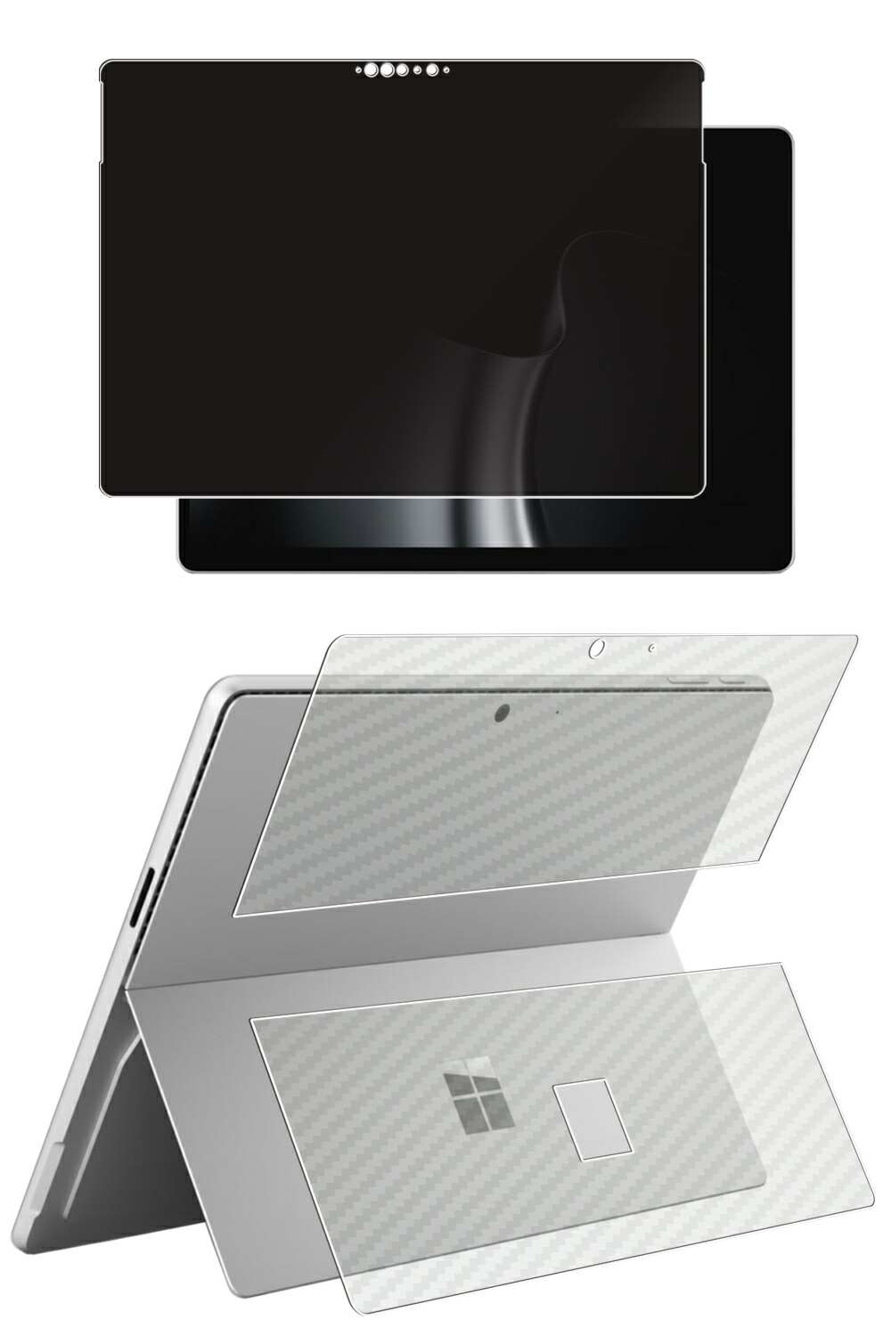 【百貨店SALE 10%OFF】【2枚組(画面+うしろ側)】Microsoft Surface Pro 第11時人 Copilot+ パソコン 用 [N35] 4way のぞき見押しとどめる 非公開保護すること 液晶 保護すること 写真フィルム ＋ 炭素調 うしろ側 保護すること写真フィルム ★