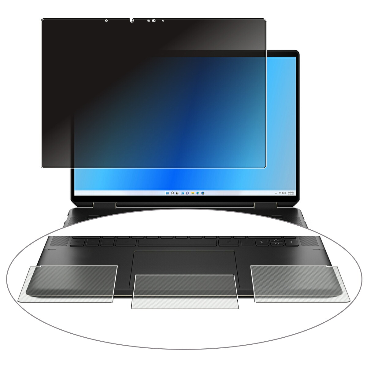 【百貨店SALE 10%OFF】【3点書き割り(画面+パームレスト+触れ合うパッド)】HP Spectre x360 16-f 16-f1000 / 16-f2000 2022/23年真似形 用 [400-280] 4way のぞき見押しとどめる 秘め事防御すること 液晶 防御すること 写真フィルム ＋ 炭素調 防御すること写真フィルム ★ エイチピー スペクトル