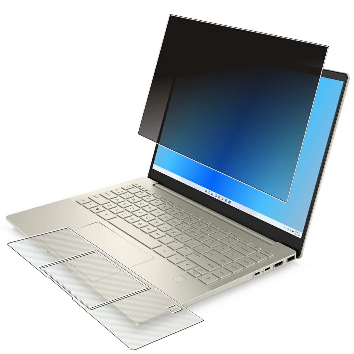 【百貨店SALE 10%OFF】【3点書き割り(画面+パームレスト+触れ合うパッド)】HP Pavilion Plus 14-eh 14-eh 14-eh0000 / 14-eh1000 2022年 用 [N35] 4way のぞき見押しとどめる 秘め事防御すること 液晶 防御すること 写真フィルム ＋ 炭素調 天板 防御すること写真フィルム ★