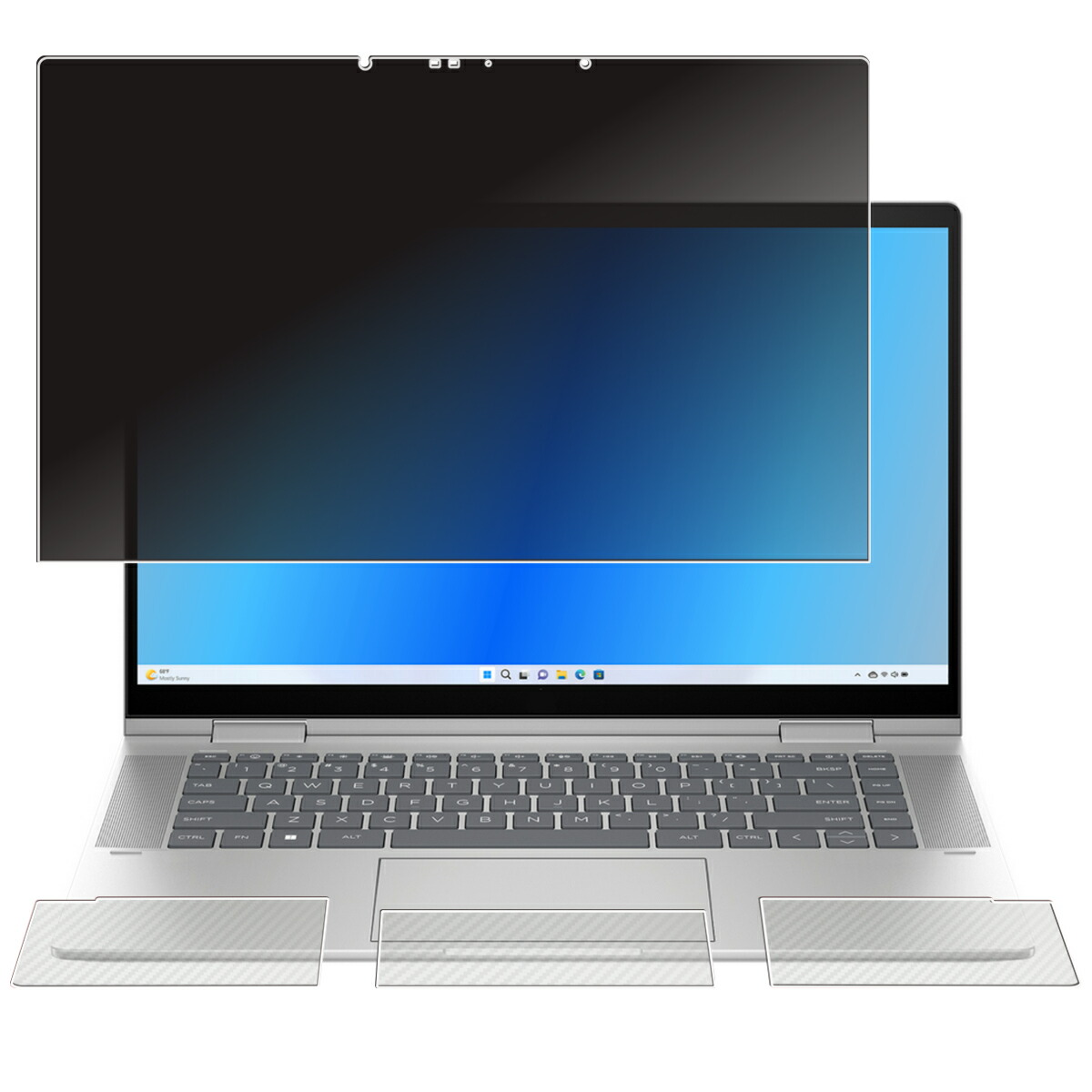 【百貨店SALE 10%OFF】【3点書き割り(画面+パームレスト+触れ合うパッド)】HP ENVY x360 15-鉄 15-鉄0000 2023年真似形 用 [N40] 4way のぞき見押しとどめる 秘め事防御すること 液晶 防御すること 写真フィルム ＋ 炭素調 防御すること写真フィルム ★