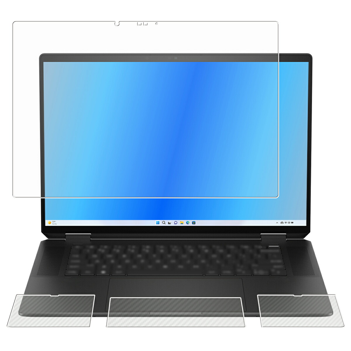 【3点セット(画面+パームレスト+タッチパッド)】HP Spectre x360 16-aa 16-aa0000 2024年モデル 用 [400-280] 清潔 目に優しい アンチグレア ブルーライト カット タイプ 液晶 保護 フィルム ＋ カーボン調 保護フィルム ★