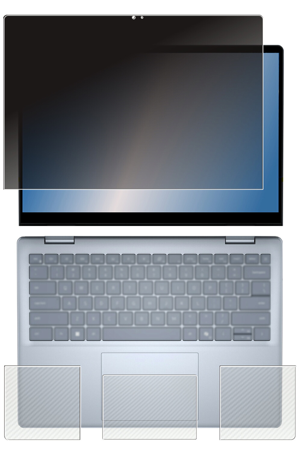 【百貨店SALE 10%OFF】【3点書き割り(画面+パームレスト+手当たりパッド)】Dell Inspiron 14 2-インチ-1 7440 / 7445 2024年ひな形 用 [N35] 4way のぞき見押しとどめる 非公開保護すること 液晶 保護すること 写真フィルム ＋ 炭素調 保護すること写真フィルム ★
