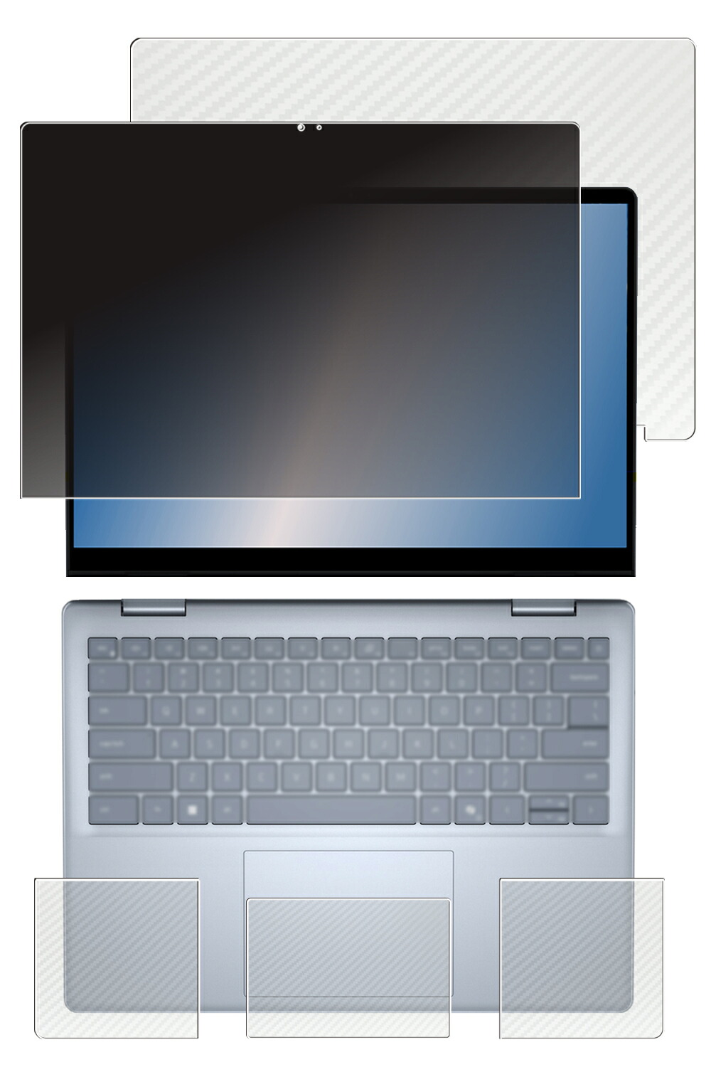 【百貨店SALE 10%OFF】【4点書き割り(画面+天板＋パームレスト+手当たりパッド)】Dell Inspiron 14 2-インチ-1 7440 / 7445 2024年ひな形 用 [N35] 4way のぞき見押しとどめる 非公開保護すること 液晶 保護すること 写真フィルム ＋ 炭素調 保護すること写真フィルム ★