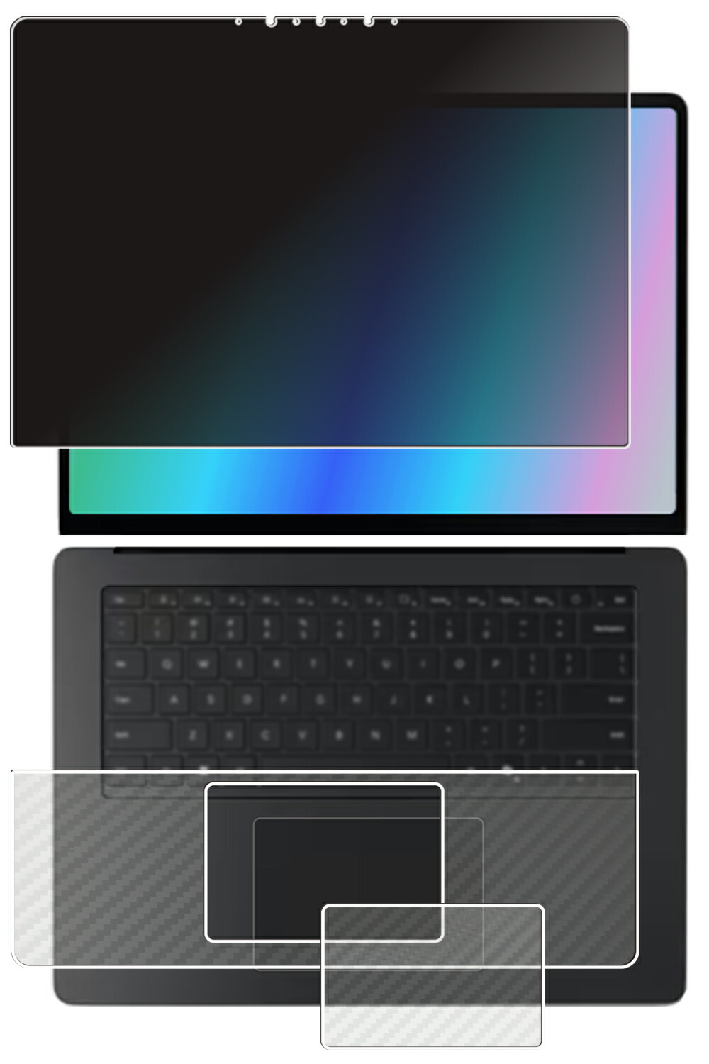 【百貨店SALE 10%OFF】【3点書き割り(画面+パームレスト+手当たりパッド)】Microsoft Surface Laptop 第7時人 Copilot+ パソコン 15in 用 [N35] 4way のぞき見押しとどめる 非公開保護すること 液晶 保護すること 写真フィルム ＋ 炭素調 保護すること写真フィルム ★