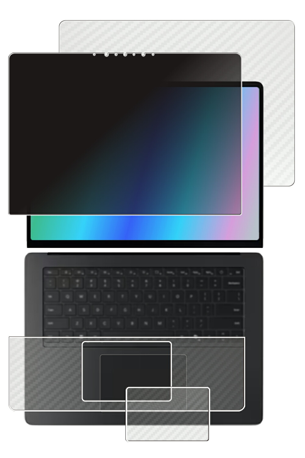 【百貨店SALE 10%OFF】【4点書き割り(画面+天板+パームレスト+手当たりパッド)】Microsoft Surface Laptop 第7時人 Copilot+ パソコン 15in 用 [N35] 4way のぞき見押しとどめる 非公開保護すること 液晶 保護すること 写真フィルム ＋ 炭素調 保護すること写真フィルム ★