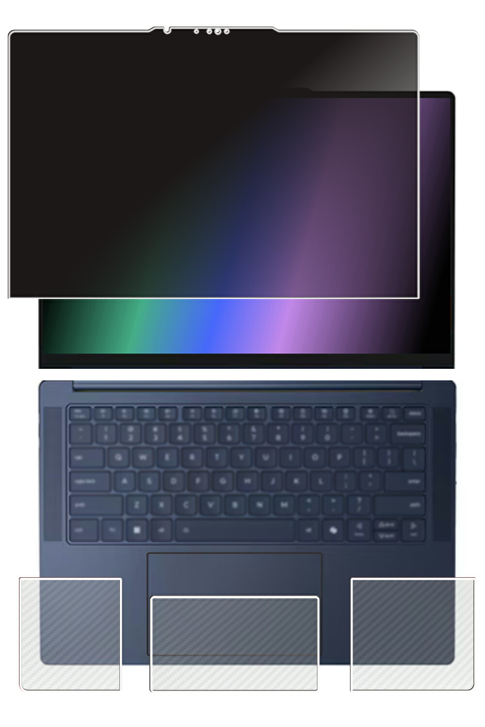 【百貨店SALE 10%OFF】【3点書き割り(画面+パームレスト+手当たりパッド)】Lenovo Yoga Slim 7x Gen9 Copilot+ パソコン 2024年ひな形 用 [N35] 4way のぞき見押しとどめる 非公開保護すること 液晶 保護すること 写真フィルム ＋ 炭素調 保護すること写真フィルム ★