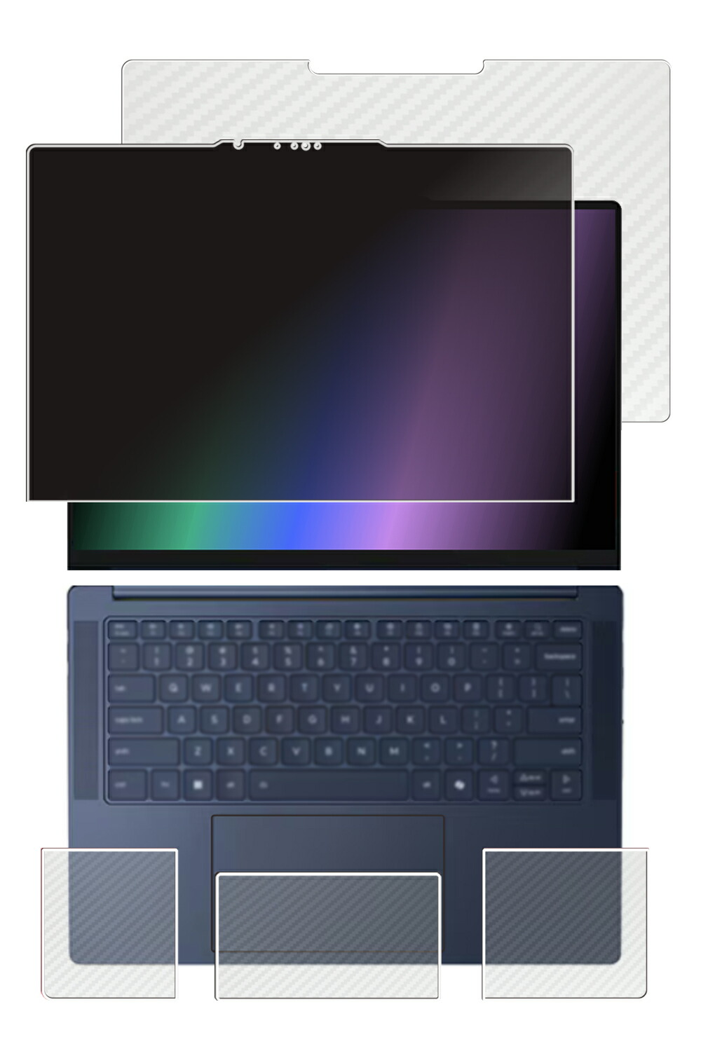 【百貨店SALE 10%OFF】【4点書き割り(画面+天板+パームレスト+手当たりパッド)】Lenovo Yoga Slim 7x Gen9 Copilot+ パソコン 2024年ひな形 用 [N35] 4way のぞき見押しとどめる 非公開保護すること 液晶 保護すること 写真フィルム ＋ 炭素調 保護すること写真フィルム ★