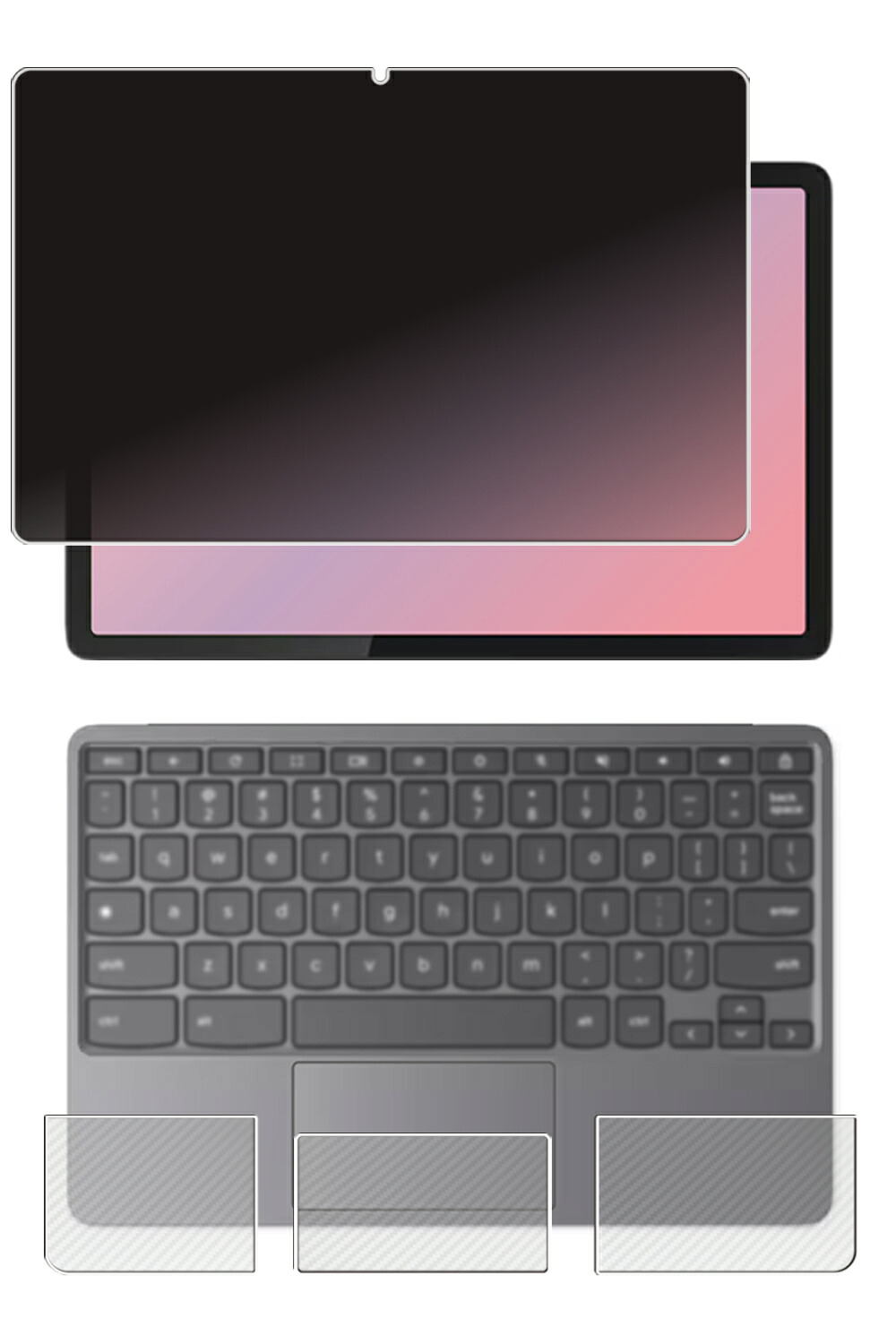 【百貨店SALE 10%OFF】【3点書き割り(画面+パームレスト+手当たりパッド)】Lenovo Chromebook Duet Gen 9 10.95型 2024年ひな形 用 [10] 4way のぞき見押しとどめる 非公開保護すること 液晶 保護すること 写真フィルム ＋ 炭素調 保護すること写真フィルム ★