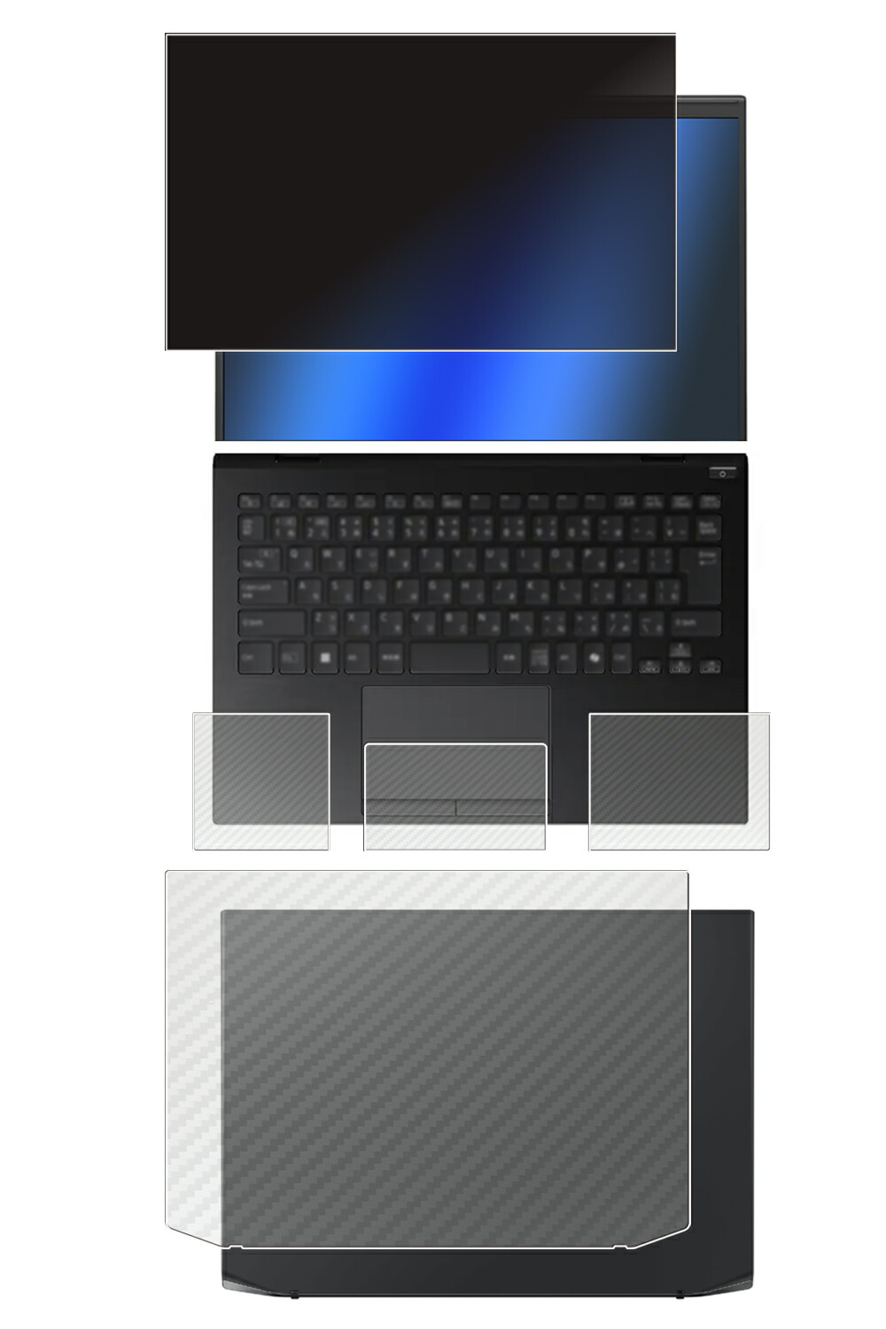 【百貨店SALE 10%OFF】【4点書き割り(画面+天板+パームレスト+手当たりパッド)】VAIO SX14-R VJS4R1続きもの 2024年ひな形 用 [N35] 4way のぞき見押しとどめる 非公開保護すること 液晶 保護すること 写真フィルム ＋ 炭素調 保護すること写真フィルム ★