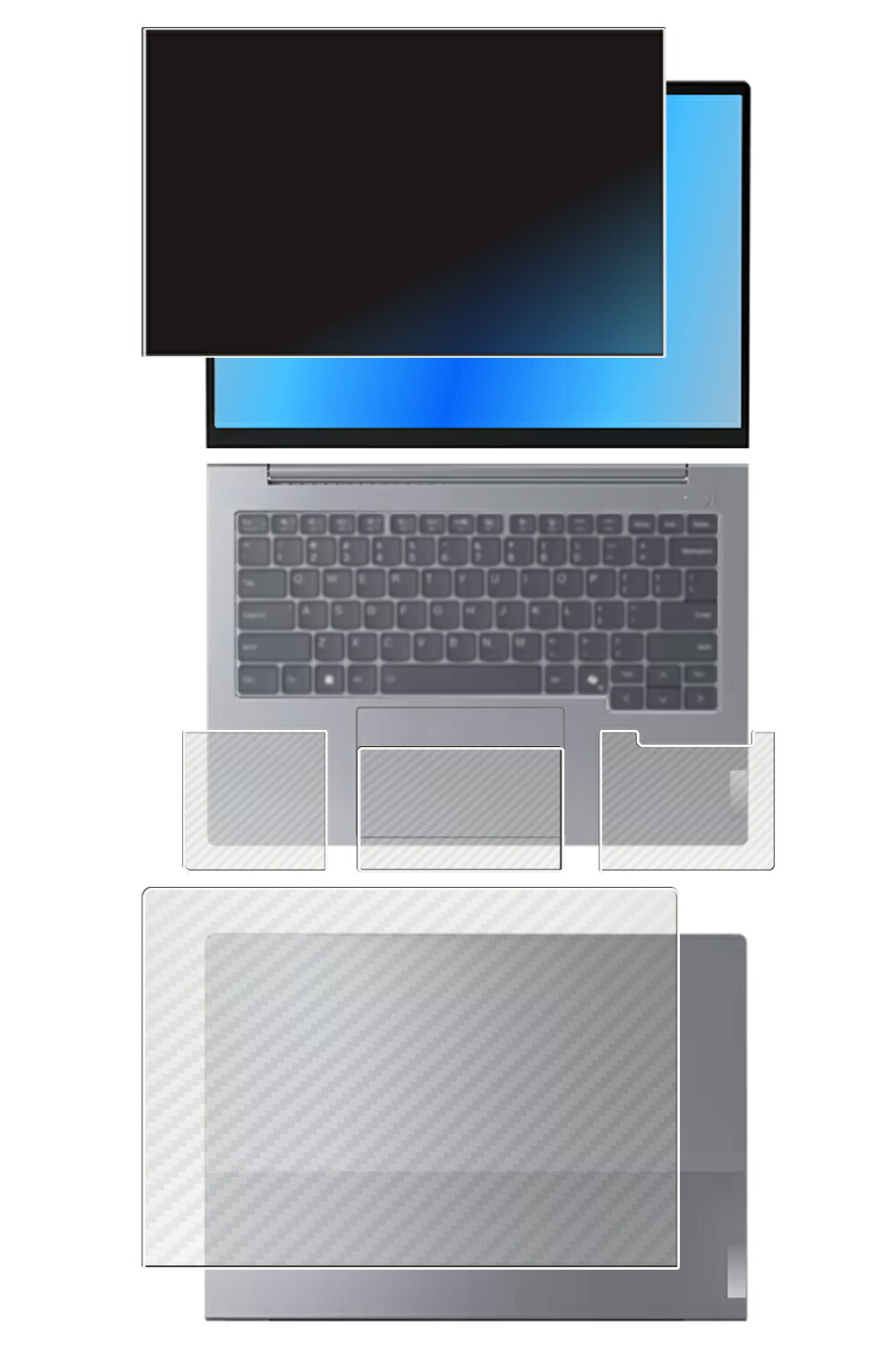 【百貨店SALE 10%OFF】【4点書き割り(画面+天板+パームレスト+手当たりパッド)】Lenovo ThinkBook 14 Gen 7 14in 2024年ひな形 用 [N35] 4way のぞき見押しとどめる 非公開保護すること 液晶 保護すること 写真フィルム ＋ 炭素調 保護すること写真フィルム ★