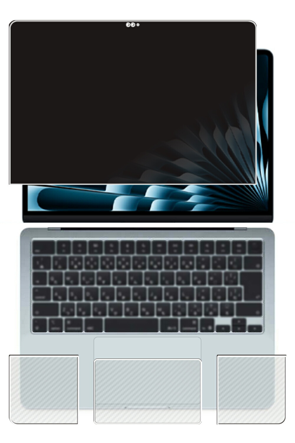 【百貨店SALE 10%OFF】【3点書き割り(画面+パームレスト+手当たりパッド)】MacBook Air M4 2025 13in 用 [N35] 4way のぞき見押しとどめる 非公開保護すること 液晶 保護すること 写真フィルム ＋ 炭素調 保護すること写真フィルム ★