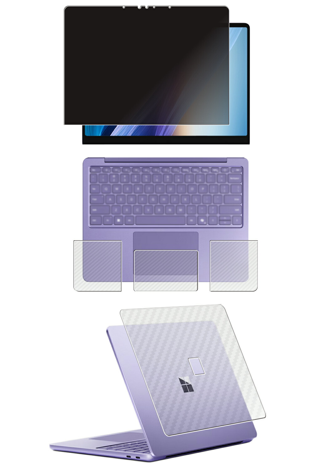 【百貨店SALE 10%OFF】【4点書き割り(画面+天板+パームレスト+手当たりパッド)】Microsoft Surface Laptop 13in 2025年ひな形 用 [N35] 4way のぞき見押しとどめる 非公開保護すること 液晶 保護すること 写真フィルム ＋ 炭素調 保護すること写真フィルム ★