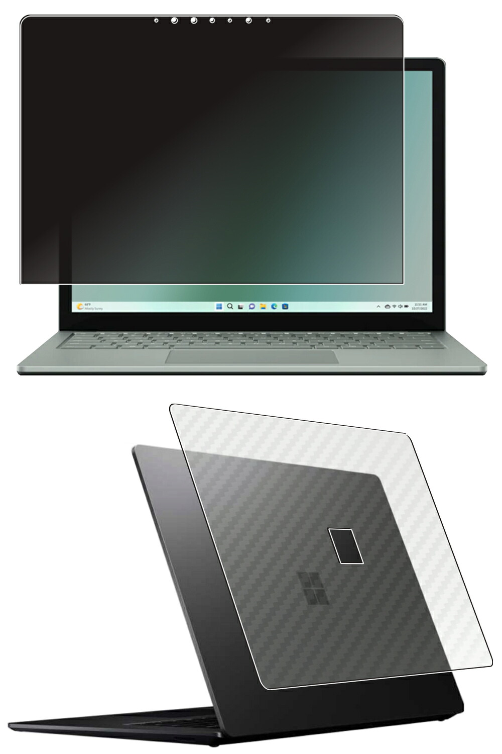 【百貨店SALE 10%OFF】【2枚組(画面+天板)】Microsoft Surface Laptop 5 13.5in 用 [N35] 4way のぞき見押しとどめる 秘め事保護すること 液晶 保護すること 写真フィルム ＋ 炭素調 天板 保護すること写真フィルム ★ マイクロソフト サーフェス さあ美いの一番 ファイブ