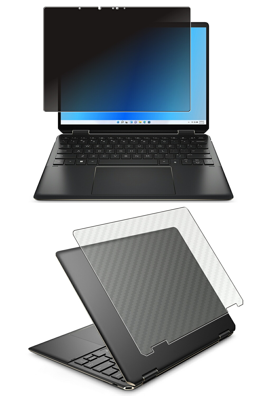 【百貨店SALE 10%OFF】【2枚組(画面+天板)】HP Spectre x360 14-ef 14-ef0000 / 14-ef2000 2022/23年青写真 用 [N35] 4way のぞき見押しとどめる 秘め事保護すること 液晶 保護すること 写真フィルム ＋ 炭素調 天板 保護すること写真フィルム ★ エイチピー スペクトル