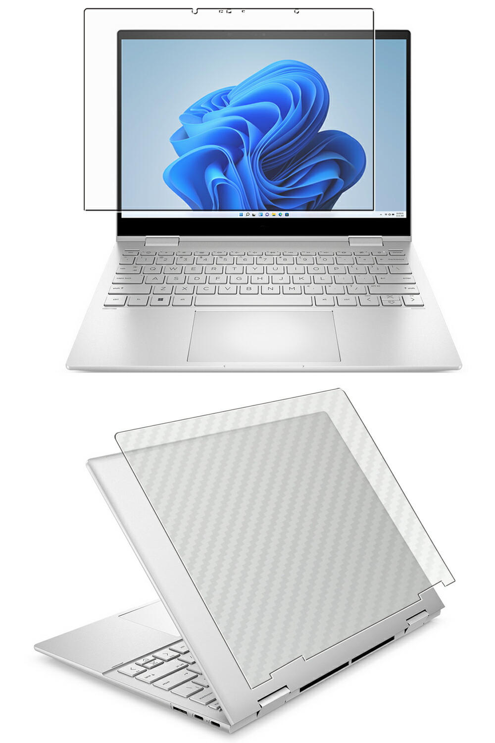 【2枚組(画面+天板)】HP ENVY x360 13-bf 13-bf0000 2022年モデル 用 [N35] 清潔 目に優しい アンチグレア ブルーライト カット タイプ 液晶 保護 フィルム ＋ カーボン調 天板 保護フィルム ★ エイチピー エンヴィ