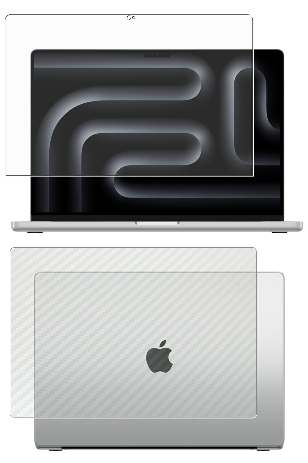【百貨店SALE 10%OFF】【2枚組(画面+天板)】MacBook Pro 16 M4 2024 / M3 2023 用 [N40] AR/引っ敷き 変わり種 高役立つこと 無条件反射先ぼそる 保護すること写真フィルム ＋ 炭素調 天板 保護すること写真フィルム ★ アップル マック読みもの 労働者階級 エムスリー