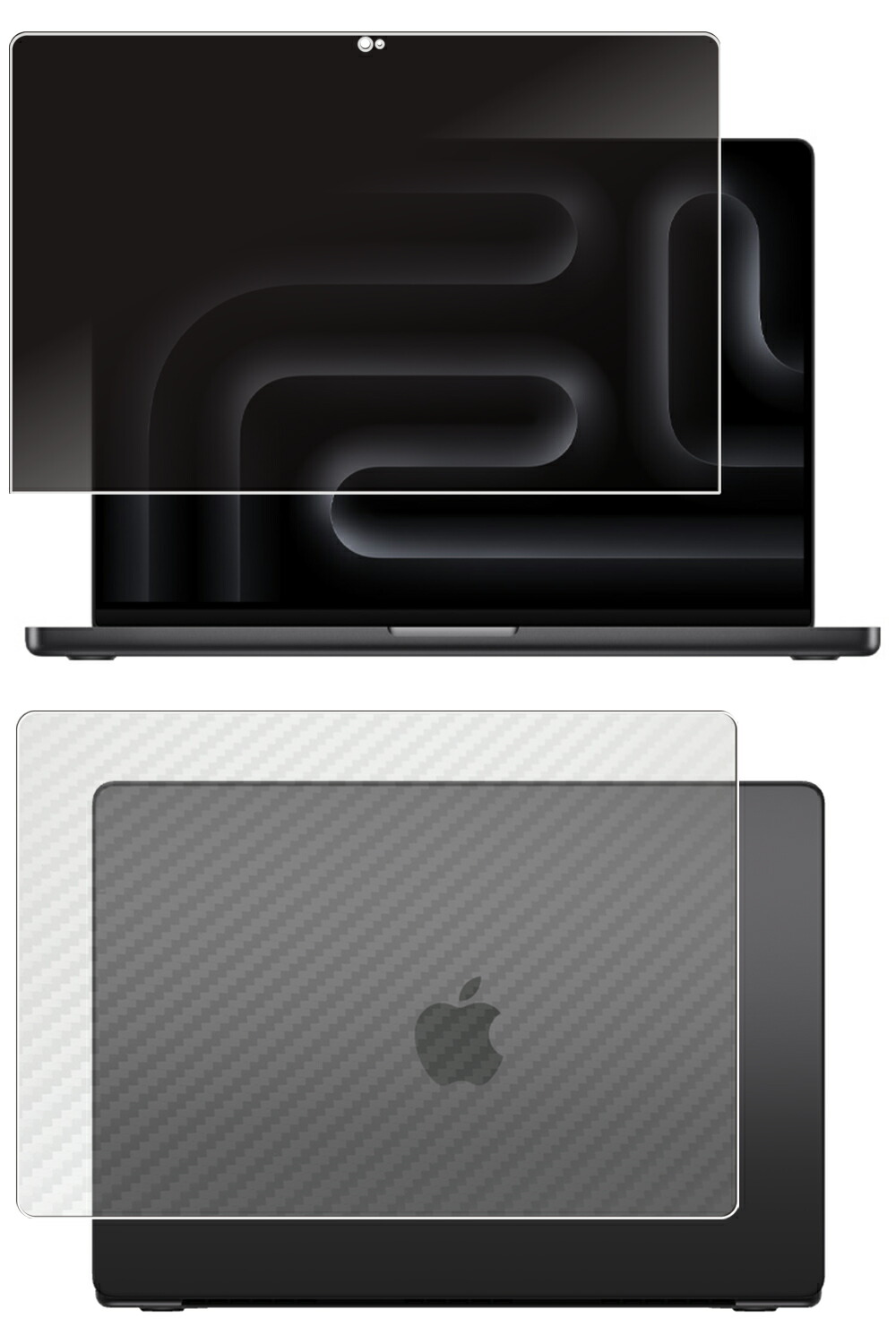 【百貨店SALE 10%OFF】【2枚組(画面+天板)】MacBook Pro 14 M5 2025 / M4 2024 / M3 2023 用 [N35] 4way のぞき見押しとどめる 秘め事保護すること 液晶 保護すること 写真フィルム ＋ 炭素調 天板 保護すること写真フィルム ★
