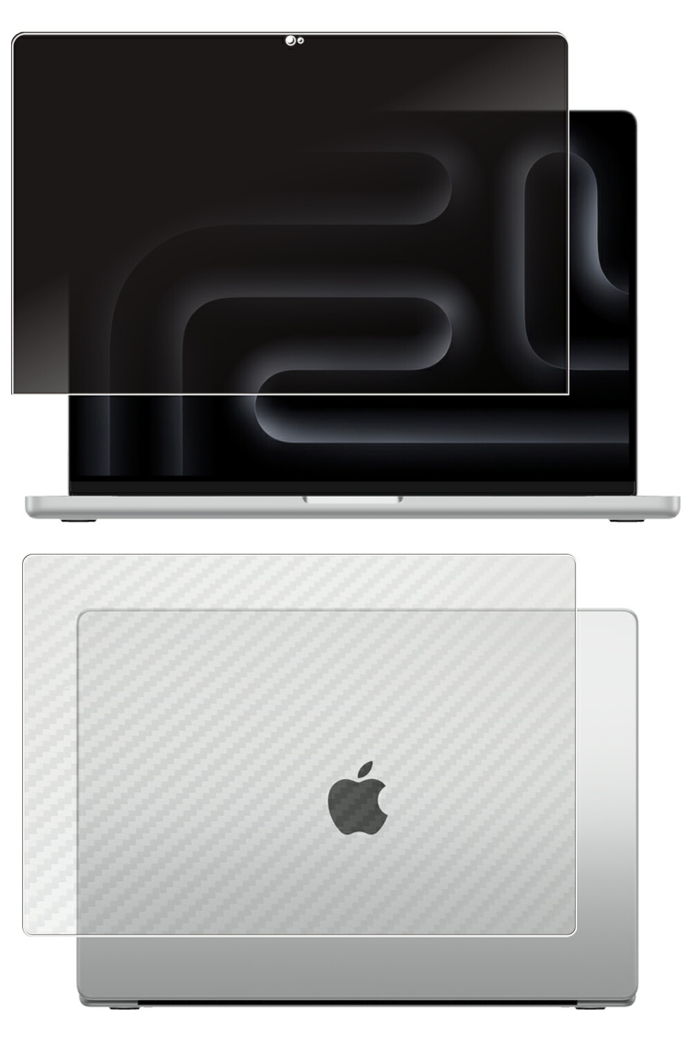 【2枚組(画面+天板)】MacBook Pro 16 M4 2024 / M3 2023 用 [N40] 4way のぞき見防止 プライバシー保護 液晶 保護 フィルム ＋ カーボン調 天板 保護フィルム ★ アップル マックブック プロ エムスリー 14,875円