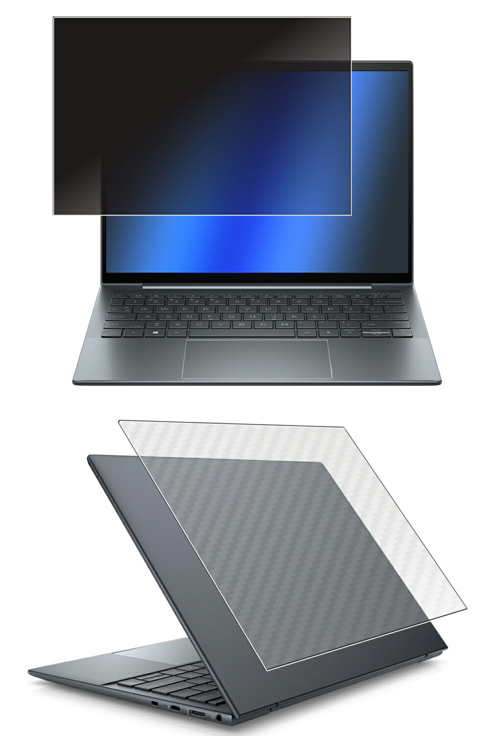 【百貨店SALE 10%OFF】【2枚組(画面+天板)】HP Dragonfly G4 2023年 / Elite Dragonfly G3 2022年 非タッチモデル 用 [N35] 4way のぞき見押しとどめる 秘め事保護すること 液晶 保護すること 写真フィルム ＋ 炭素調 天板 保護すること写真フィルム ★