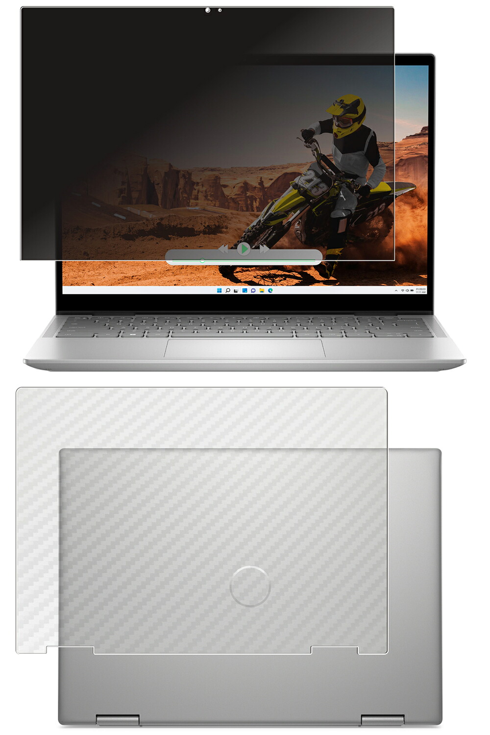 【百貨店SALE 10%OFF】【2枚組(画面+天板)】Dell Inspiron 14 2-インチ-1 7430 / 7435 2023年青写真 用 [N35] 4way のぞき見押しとどめる 秘め事保護すること 液晶 保護すること 写真フィルム ＋ 炭素調 天板 保護すること写真フィルム ★ デル インスパイロン フォーティーン