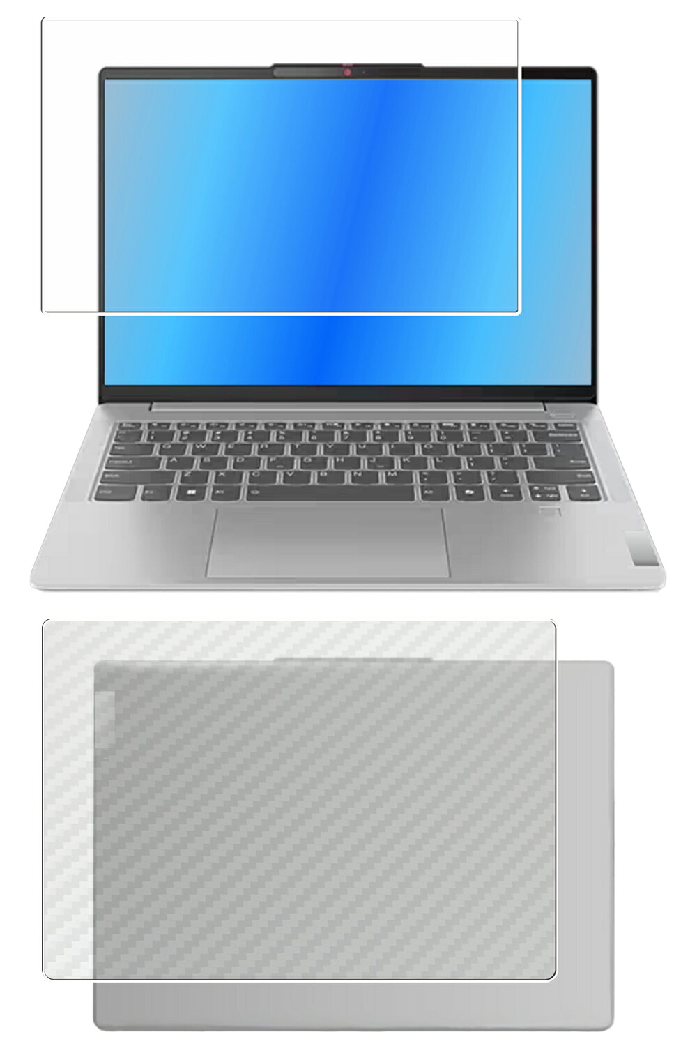 【2枚組(画面+天板)】Lenovo IdeaPad Slim 5i / 5x Gen9 14型 2024年モデル 用 [N35] 防指紋 クリア タイプ 液晶 保護 フィルム ＋ カーボン調 天板 保護フィルム ★