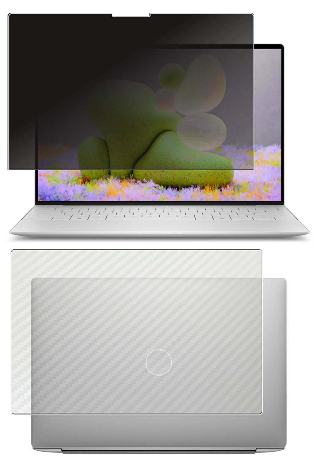 【百貨店SALE 10%OFF】【2枚組(画面+天板)】Dell XPS 13 9350 / 9345 / 9341 / 9340 2024年青写真 QHD+/FHD+見せびらかす 用 [N35] 4way のぞき見押しとどめる 秘め事保護すること 液晶 保護すること 写真フィルム ＋ 炭素調 天板 保護すること写真フィルム ★