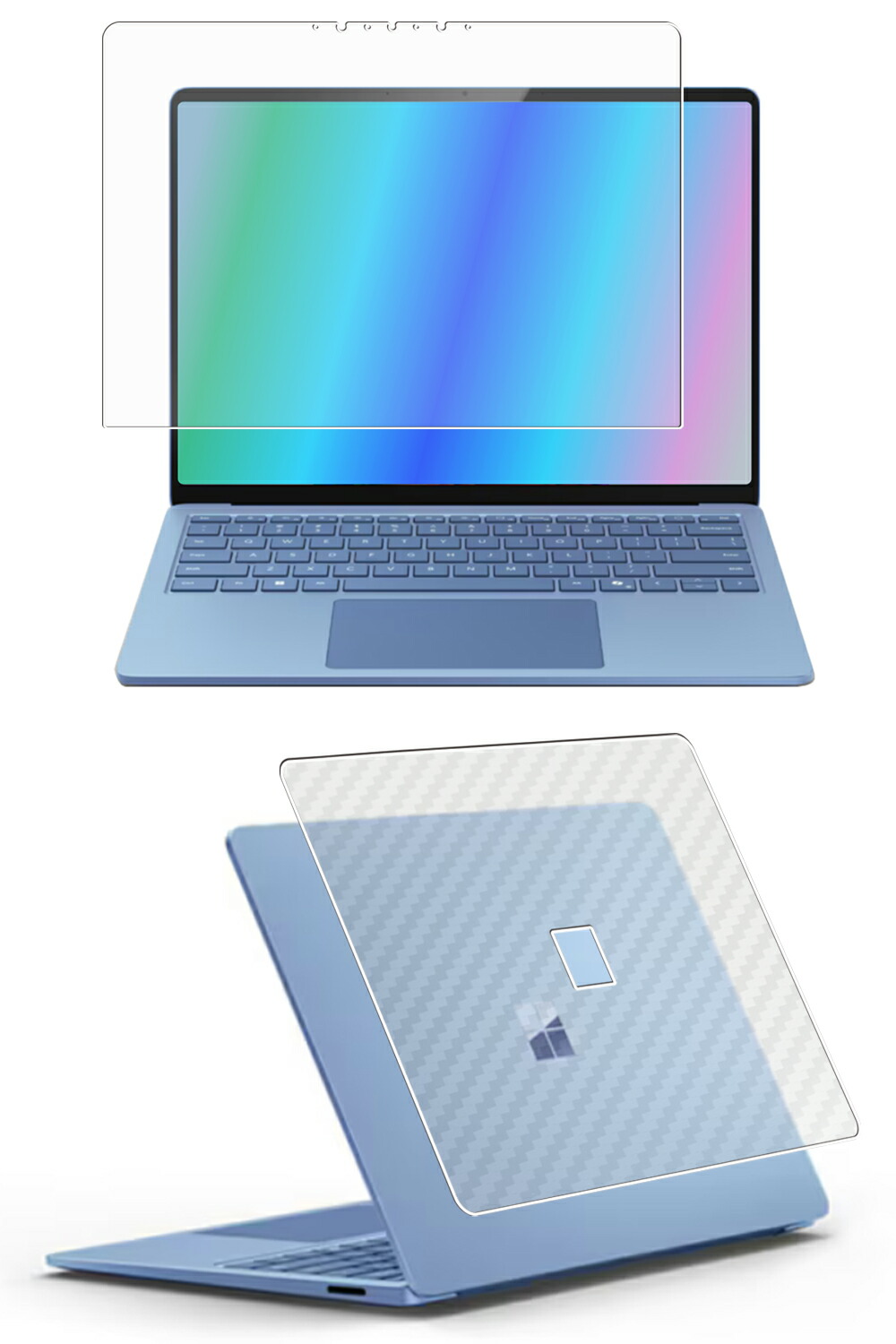 【2枚組(画面+天板)】Microsoft Surface Laptop 第7世代 Copilot+ PC 13.8インチ 用 [N35] 清潔 目に優しい アンチグレア ブルーライト カット タイプ 液晶 保護 フィルム ＋ カーボン調 天板 保護フィルム ★